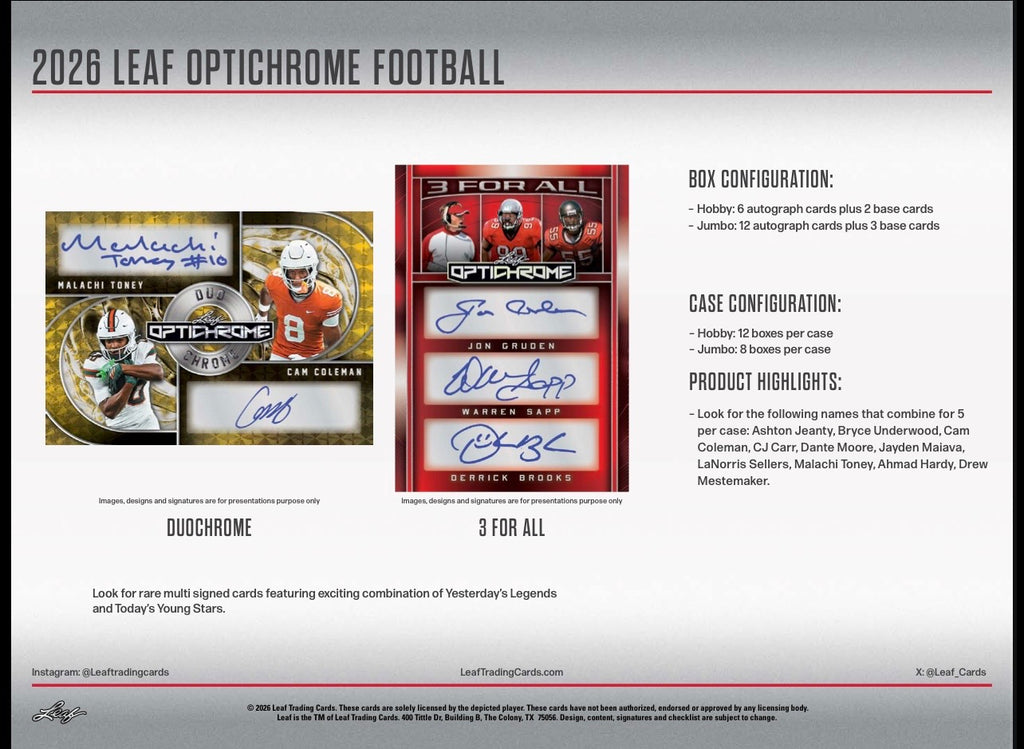 2026 Leaf Optichrome Football Jumbo Box