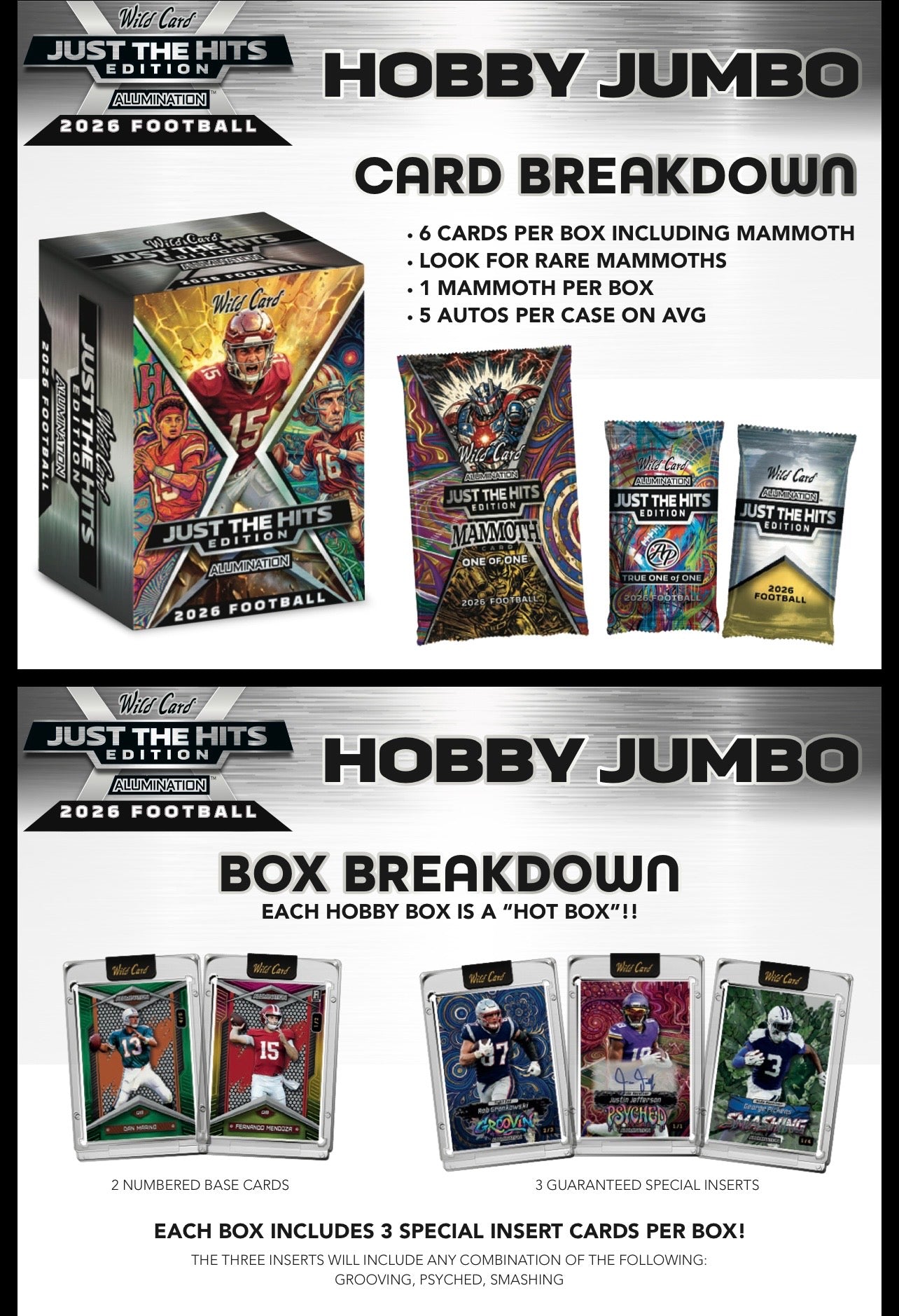2026 Wild Card Alumination Just The Hits Football Hobby Jumbo Box