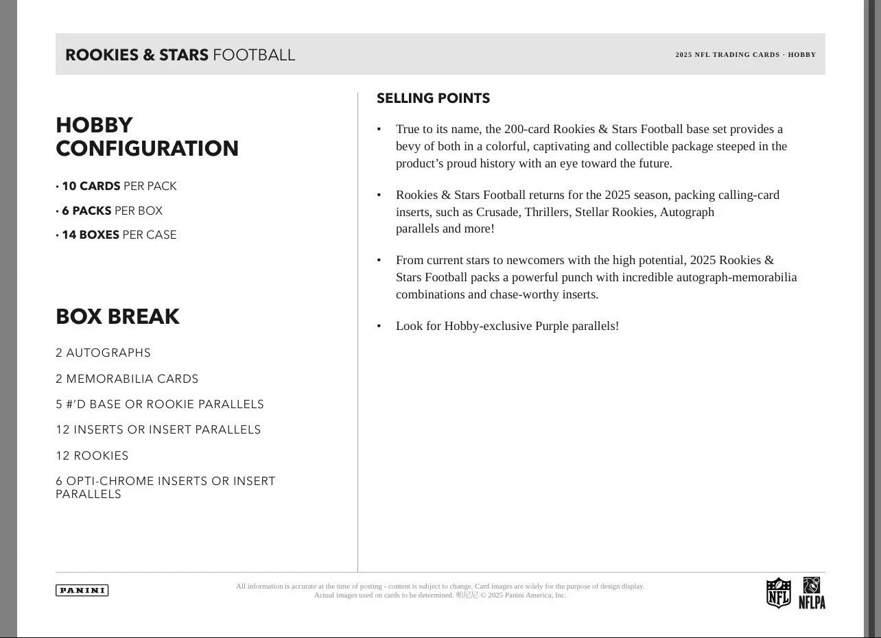 2025 Panini Rookies & Stars Football Hobby Box