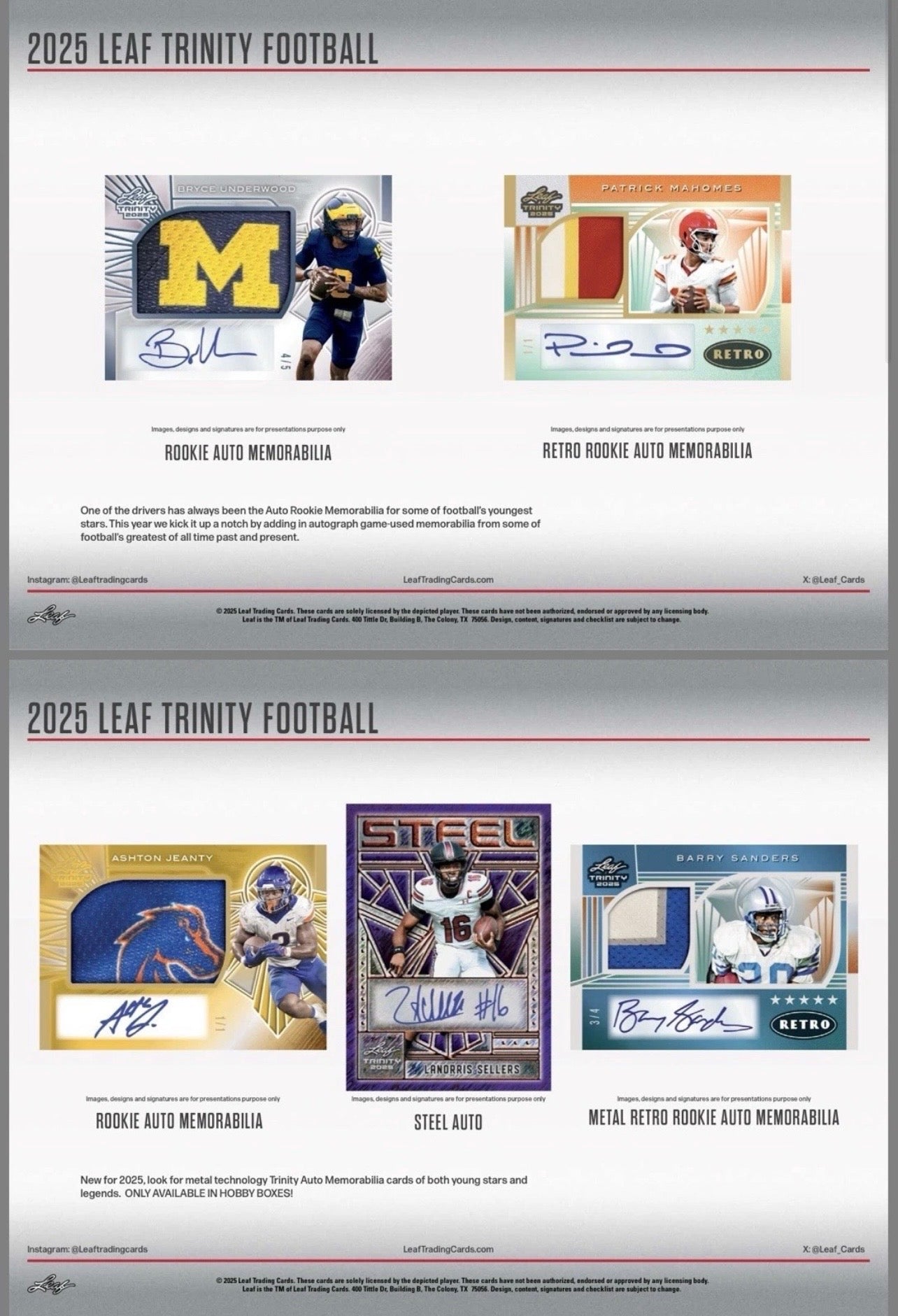 2025 Leaf Trinity Football Jumbo Box