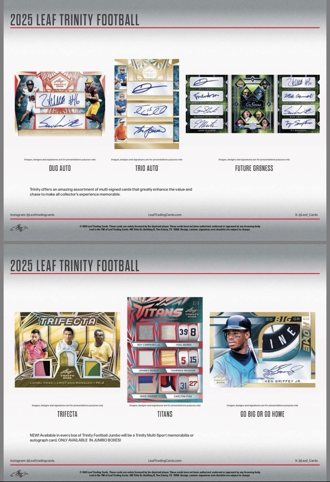 2025 Leaf Trinity Football Jumbo Box