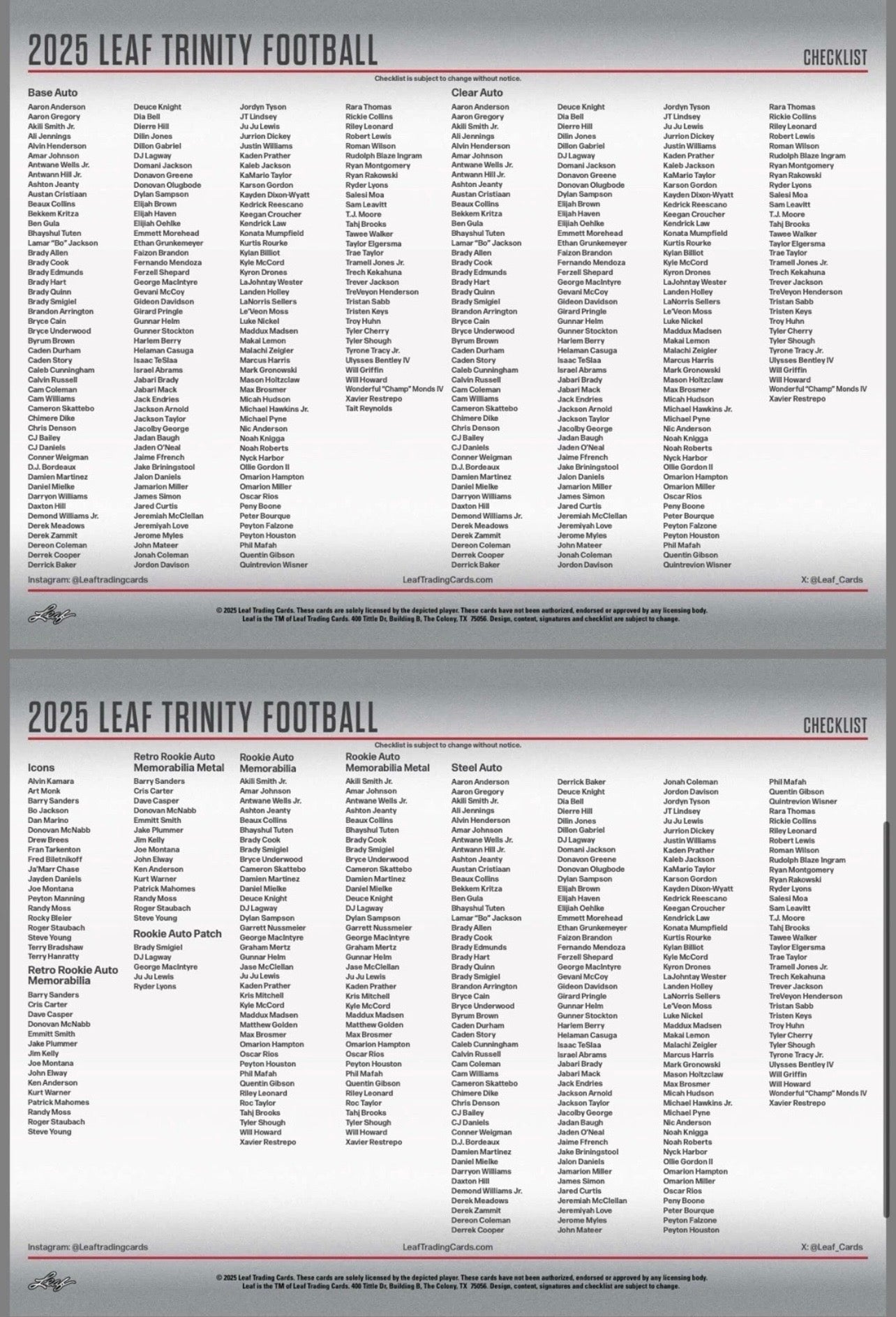 2025 Leaf Trinity Football Hobby box