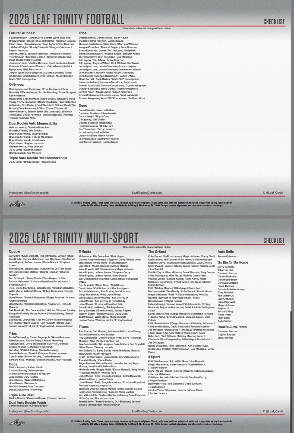 2025 Leaf Trinity Football Hobby box