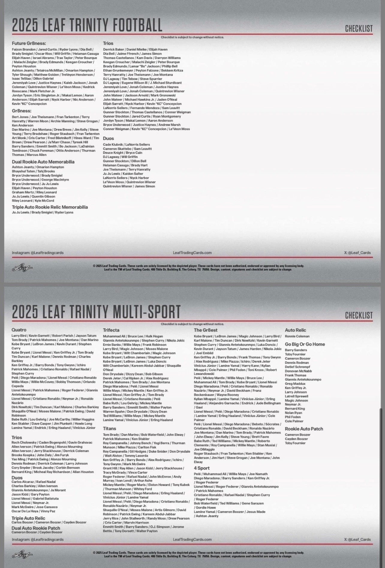 2025 Leaf Trinity Football Hobby box