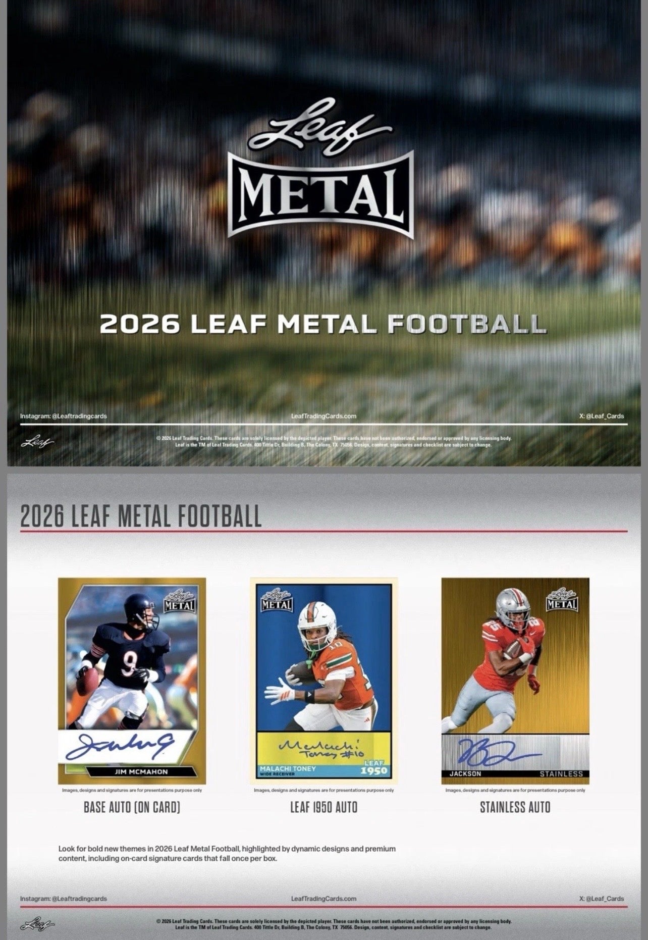2026 Leaf Metal Football Jumbo Card Box
