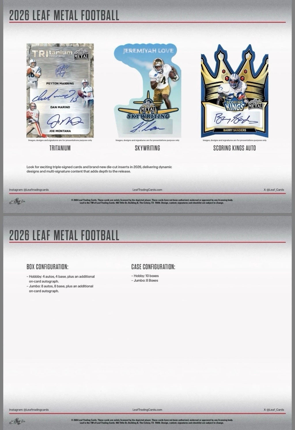 2026 Leaf Metal Football Jumbo Card Box