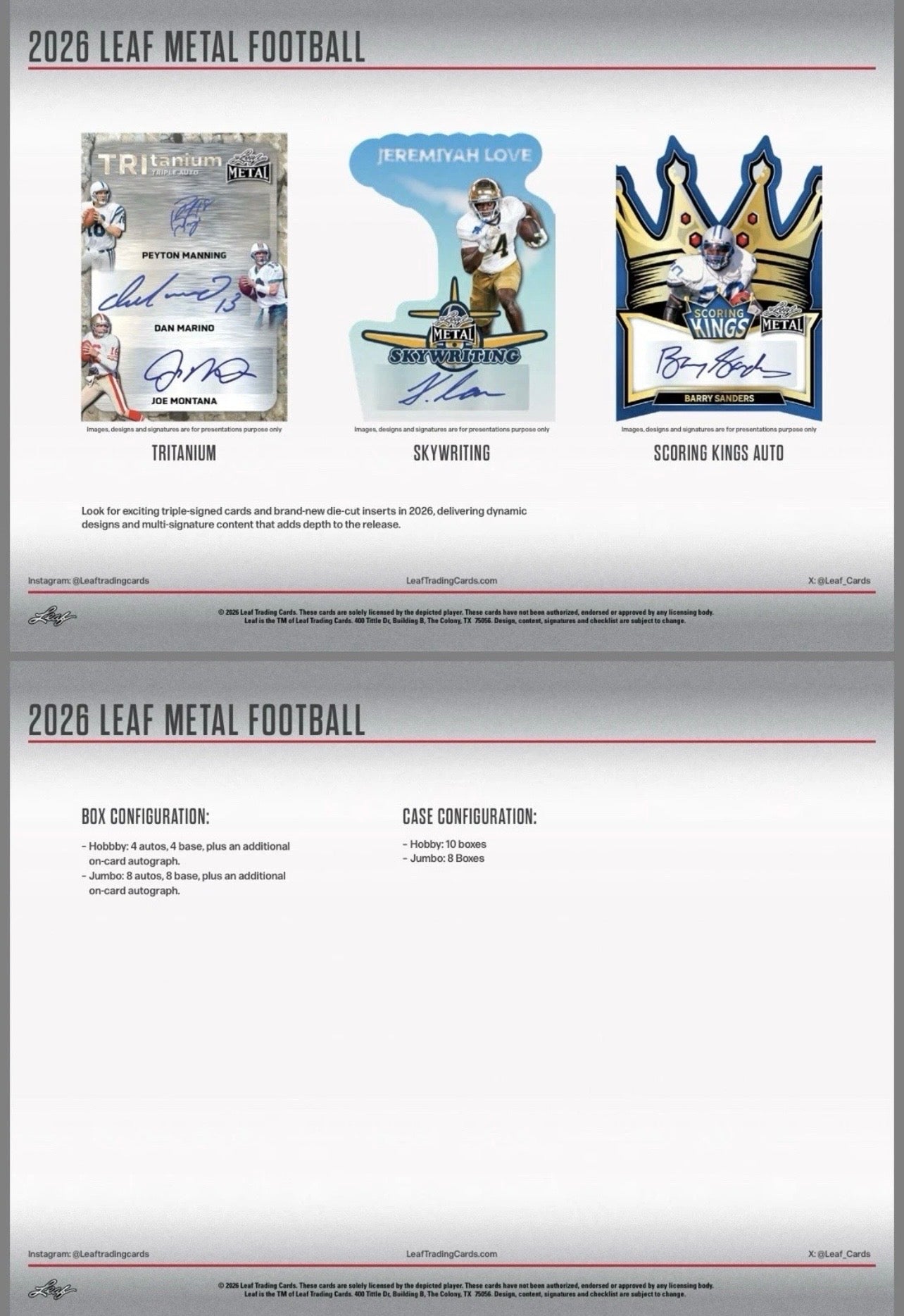 2026 Leaf Metal Football Jumbo Card Box
