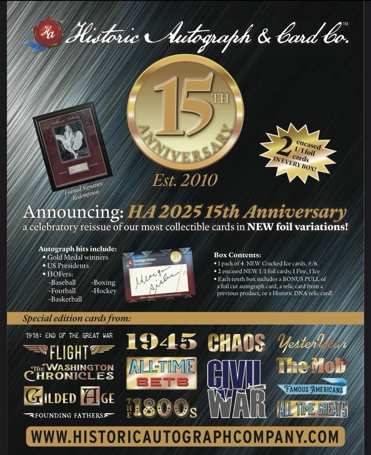 2025 Historic Autographs 15th Anniversary Edition Card Box