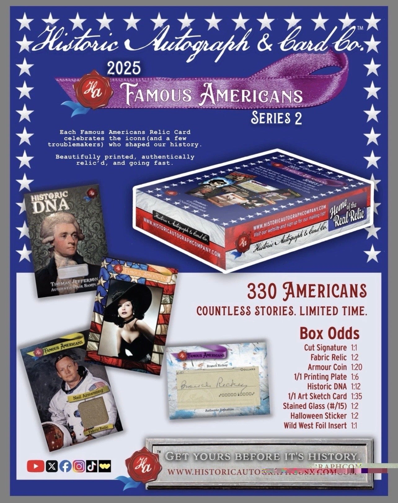 2025 Historic Autographs Famous Americans Series 2 Hobby Card Box