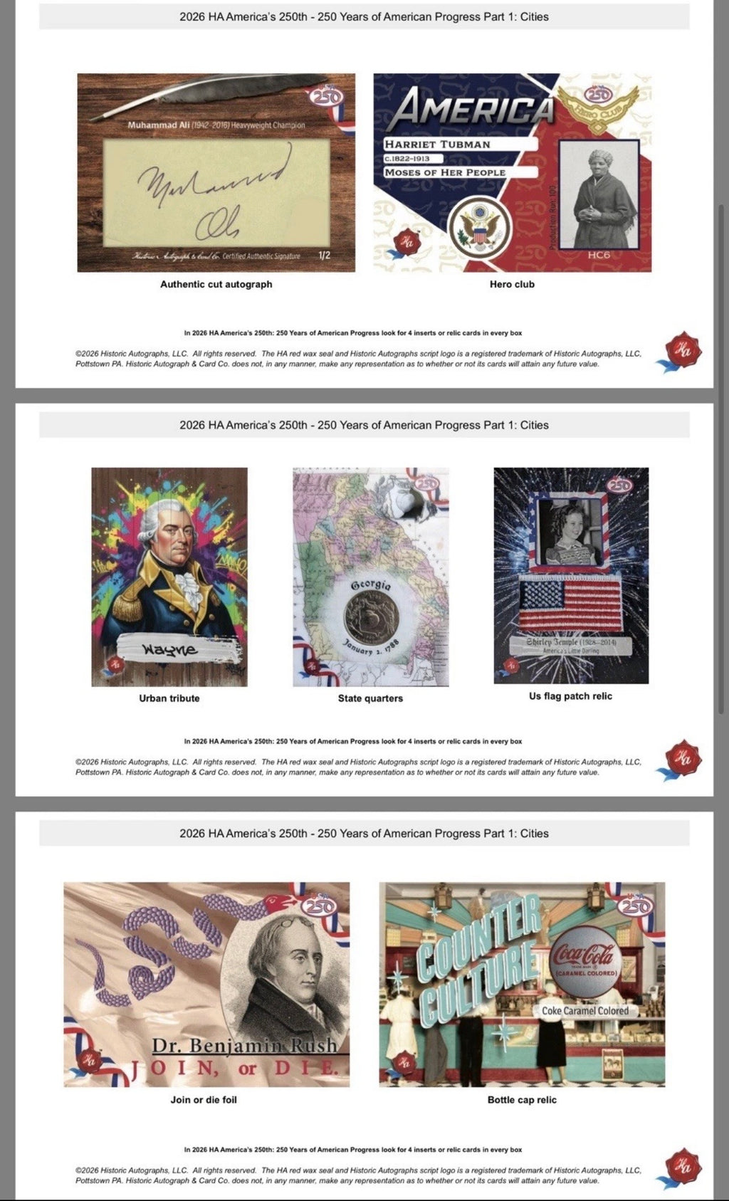 2026 Historic Autographs America's 250th Part 1 - Box
