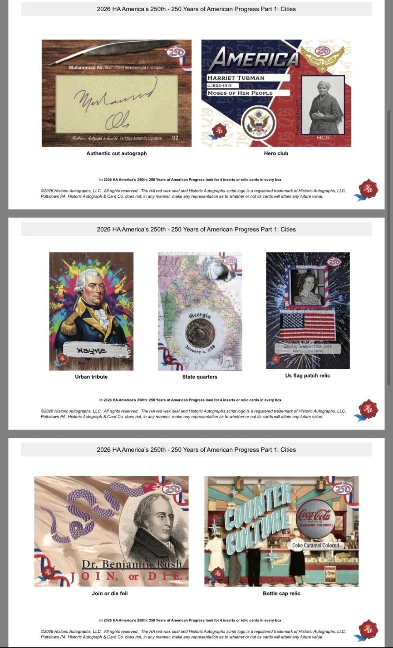 2026 Historic Autographs America's 250th Part 1 - Box