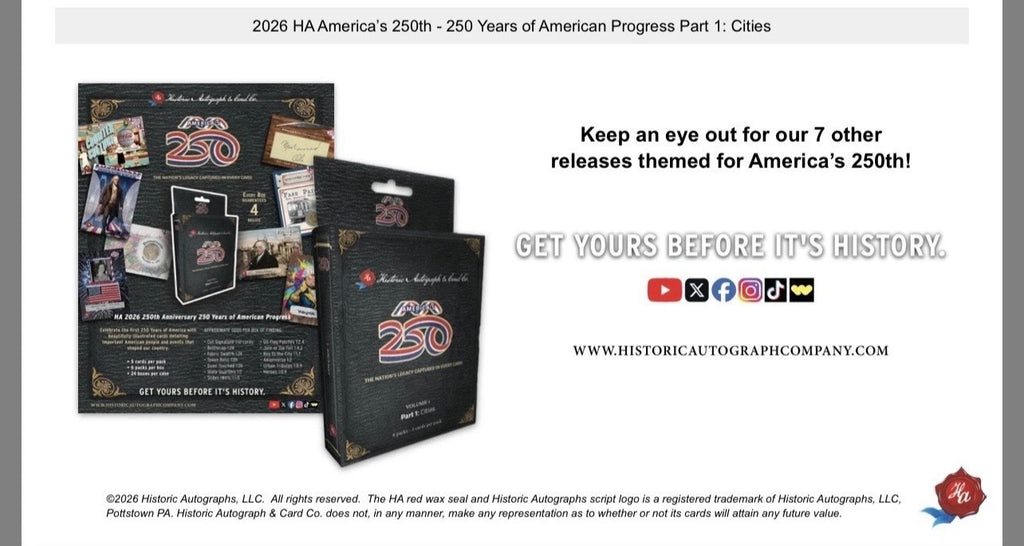 2026 Historic Autographs America's 250th Part 1 - Box
