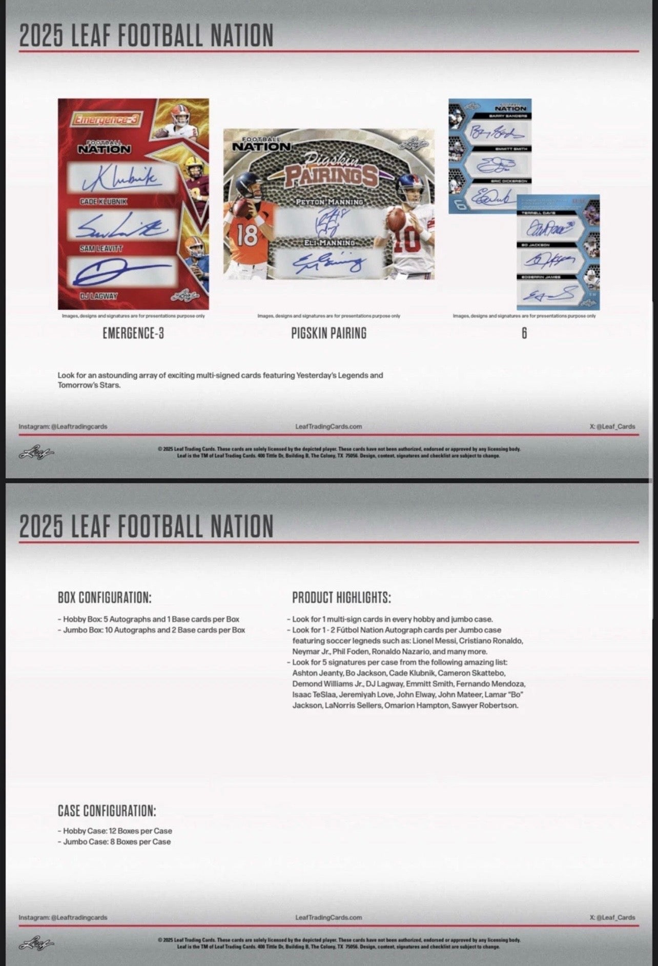 2025 Leaf Football Nation Hobby Box