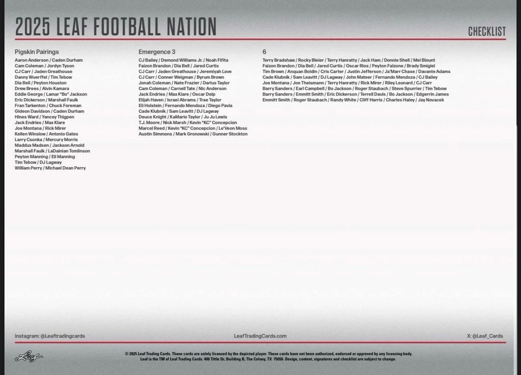 2025 Leaf Football Nation Jumbo Box
