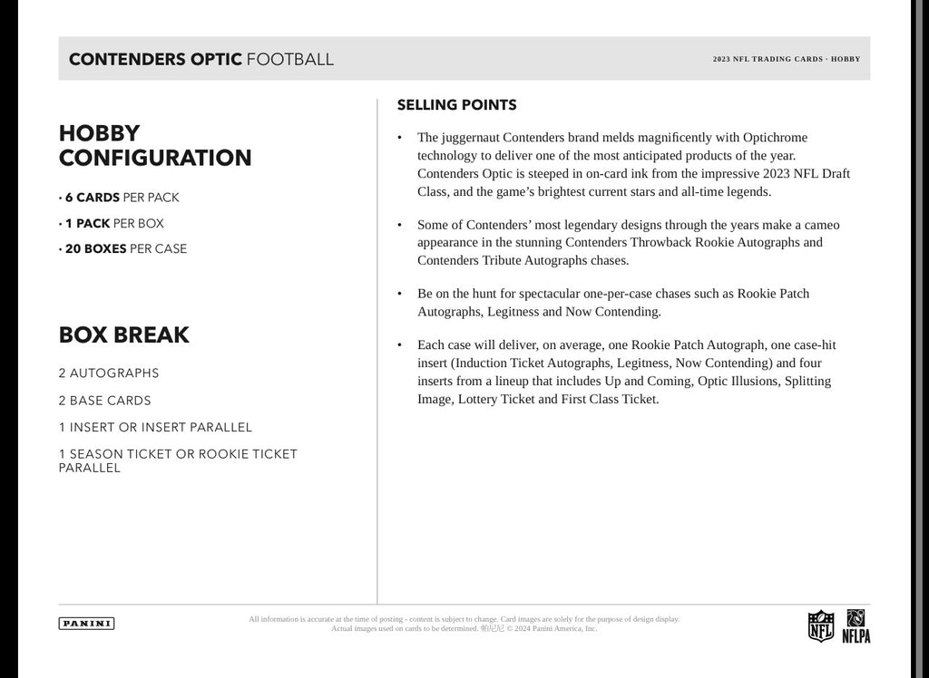 2023 Panini Contenders Optic Football Hobby Box