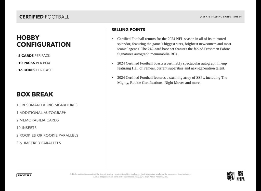 2024 Panini Certified Football Hobby Box