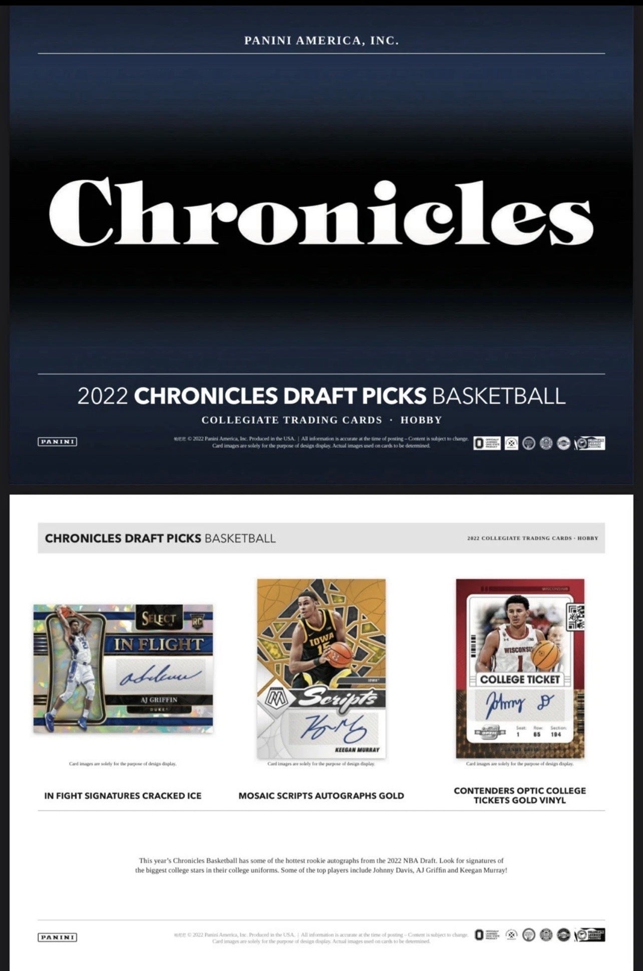 2022 Panini Chronicles Draft Basketball Hobby Box