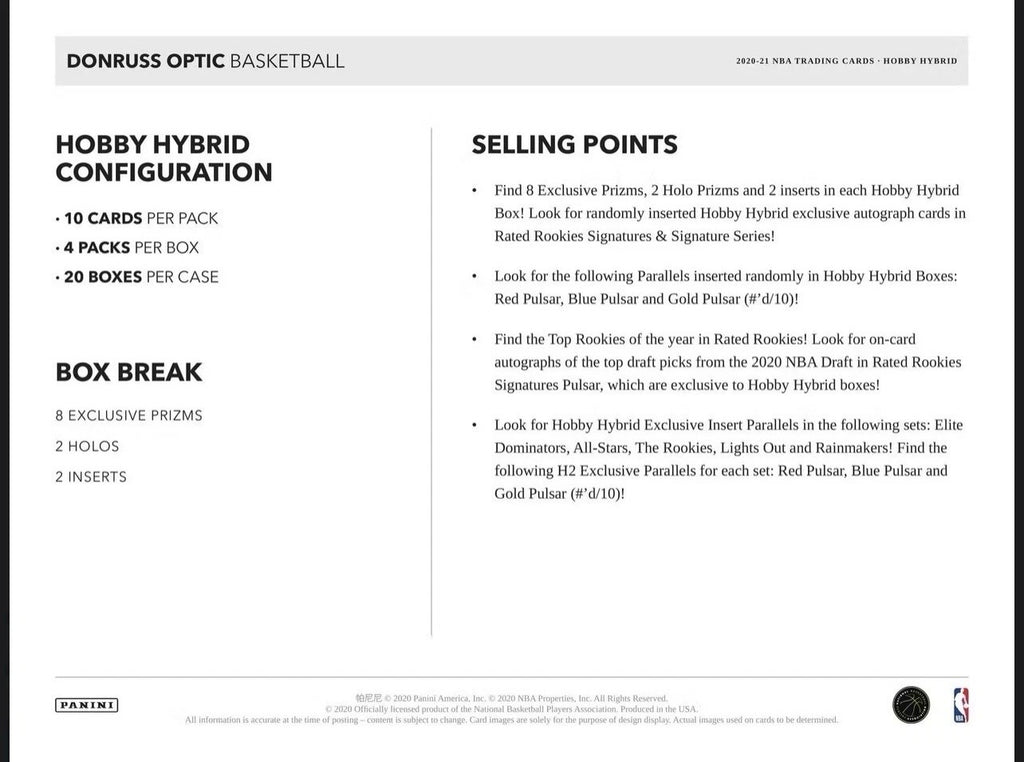 2020/21 Panini Donruss Optic Basketball H2 Box