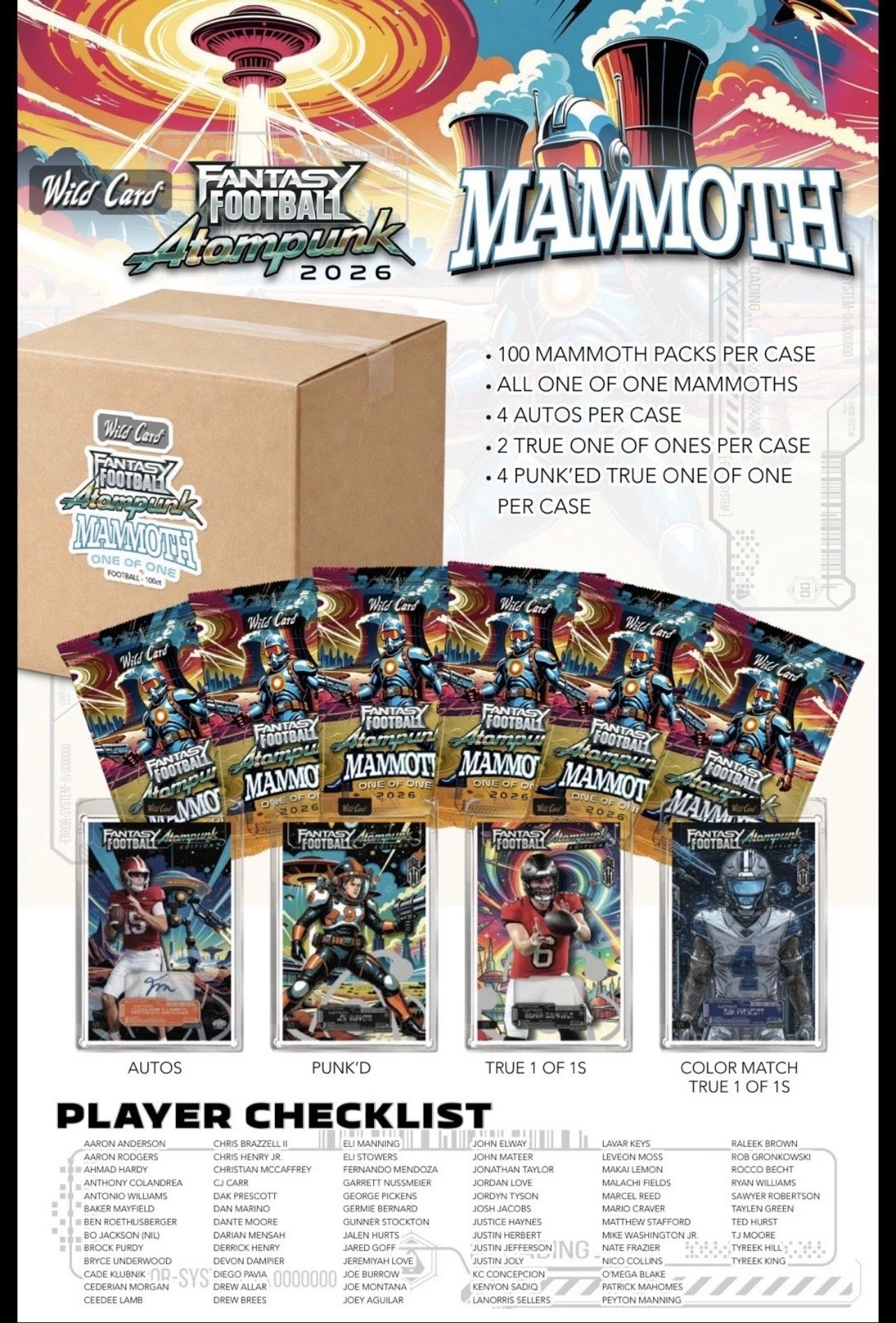 2026 Wild Card Fantasy Football Atompunk Mammoth Football Single Oversized Pack