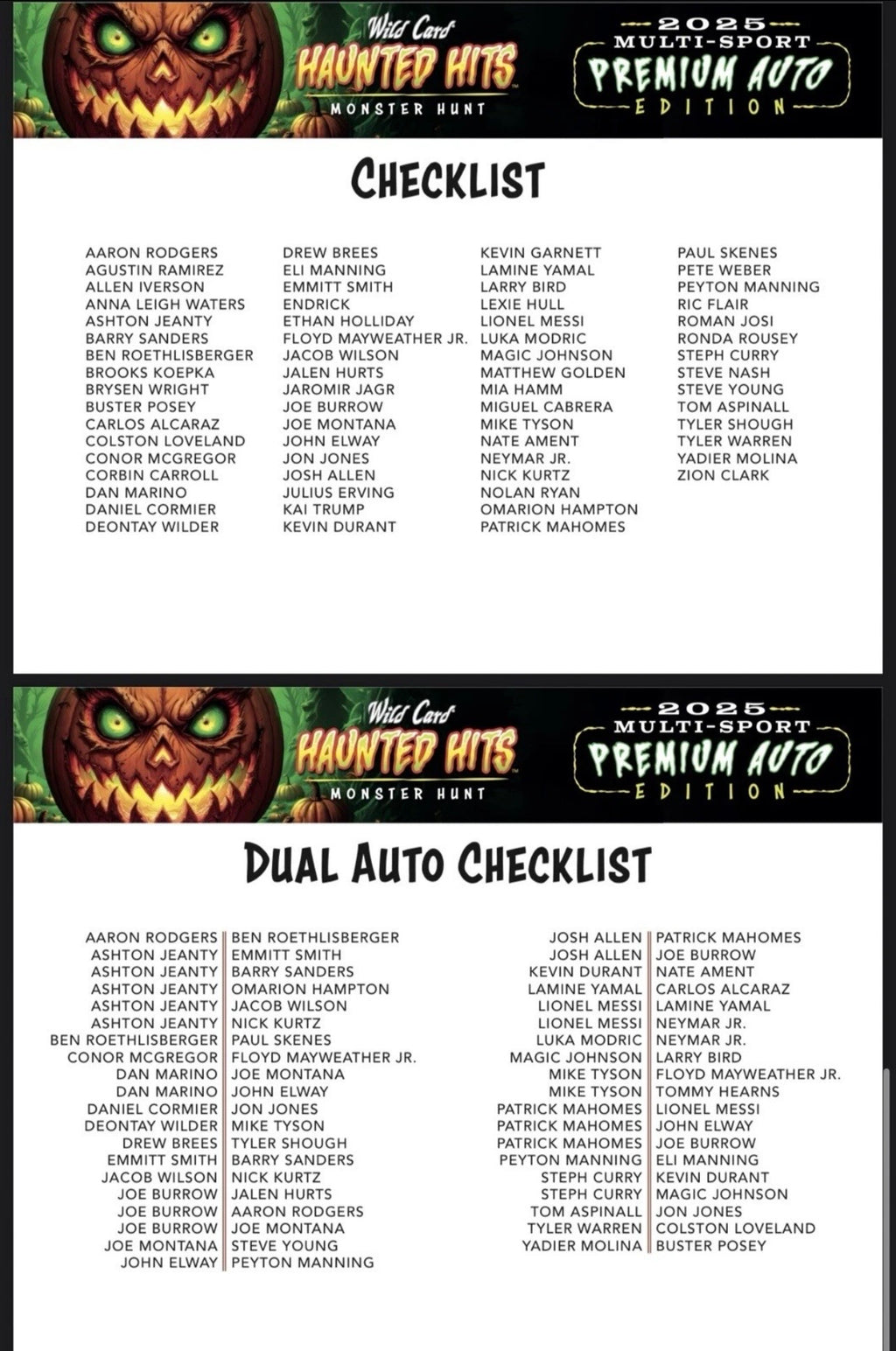 2025 Wild Card Haunted Hits Multi-Sport Premium Auto Edition Jumbo Box