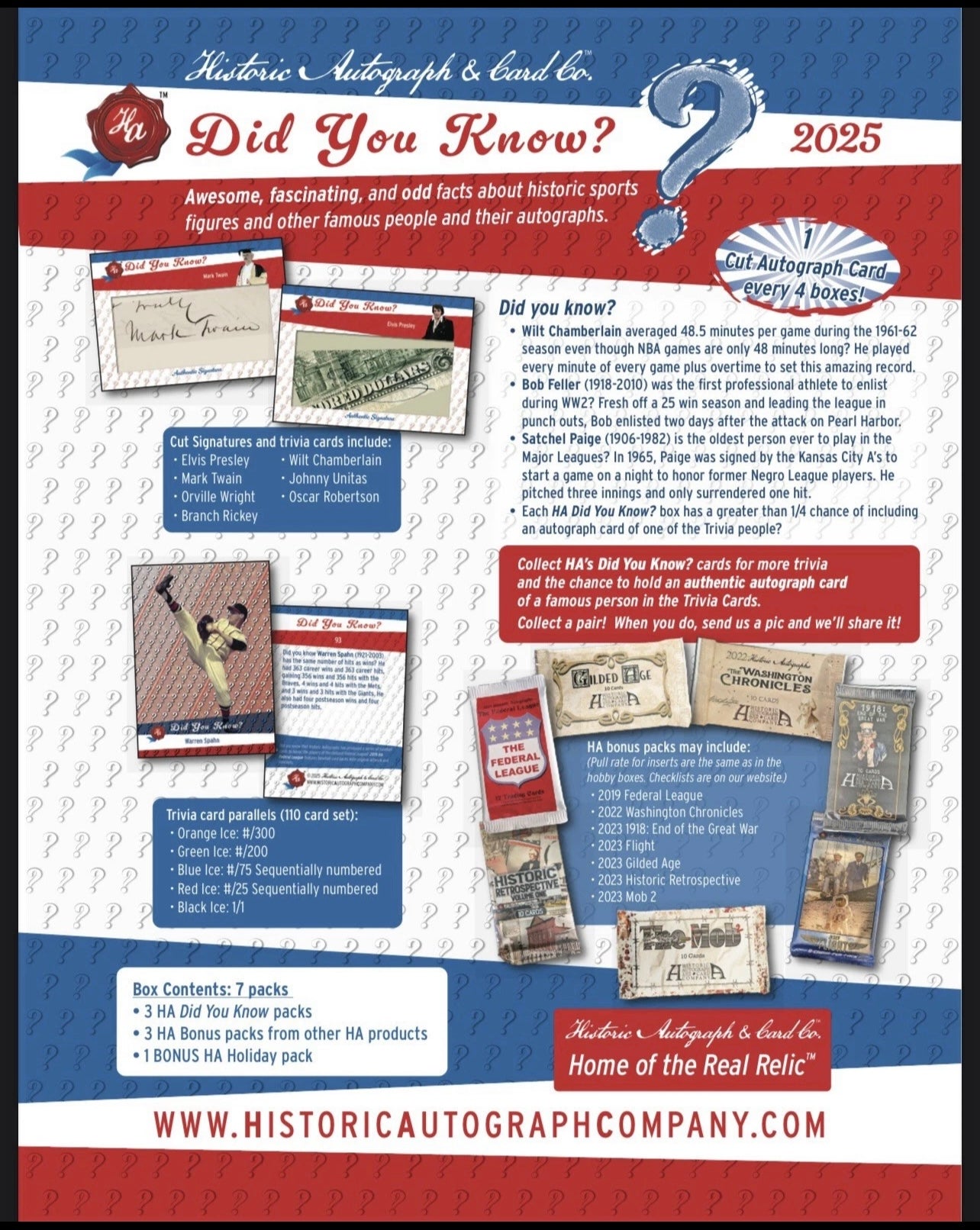 2025 Historic Autographs Did You Know? Hobby Box