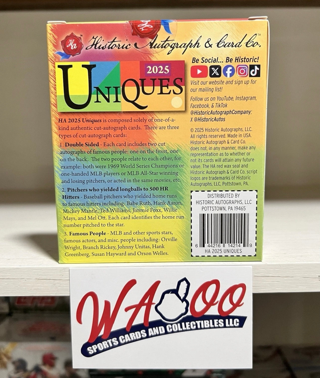 2025 Historic Autograph Uniques Hobby Box