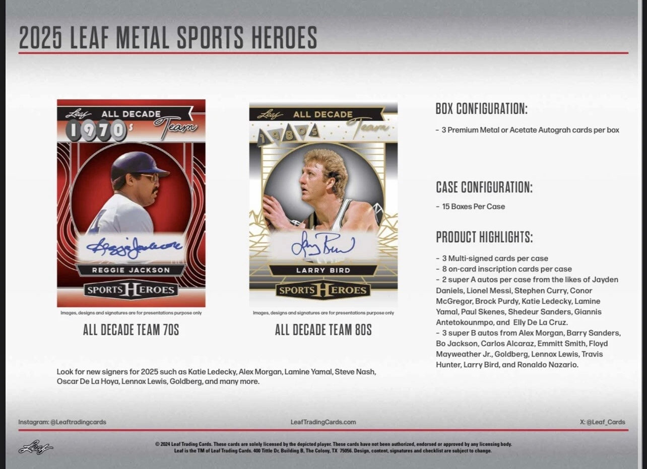2025 Leaf Metal Sports Heroes Multi Sport Hobby Box