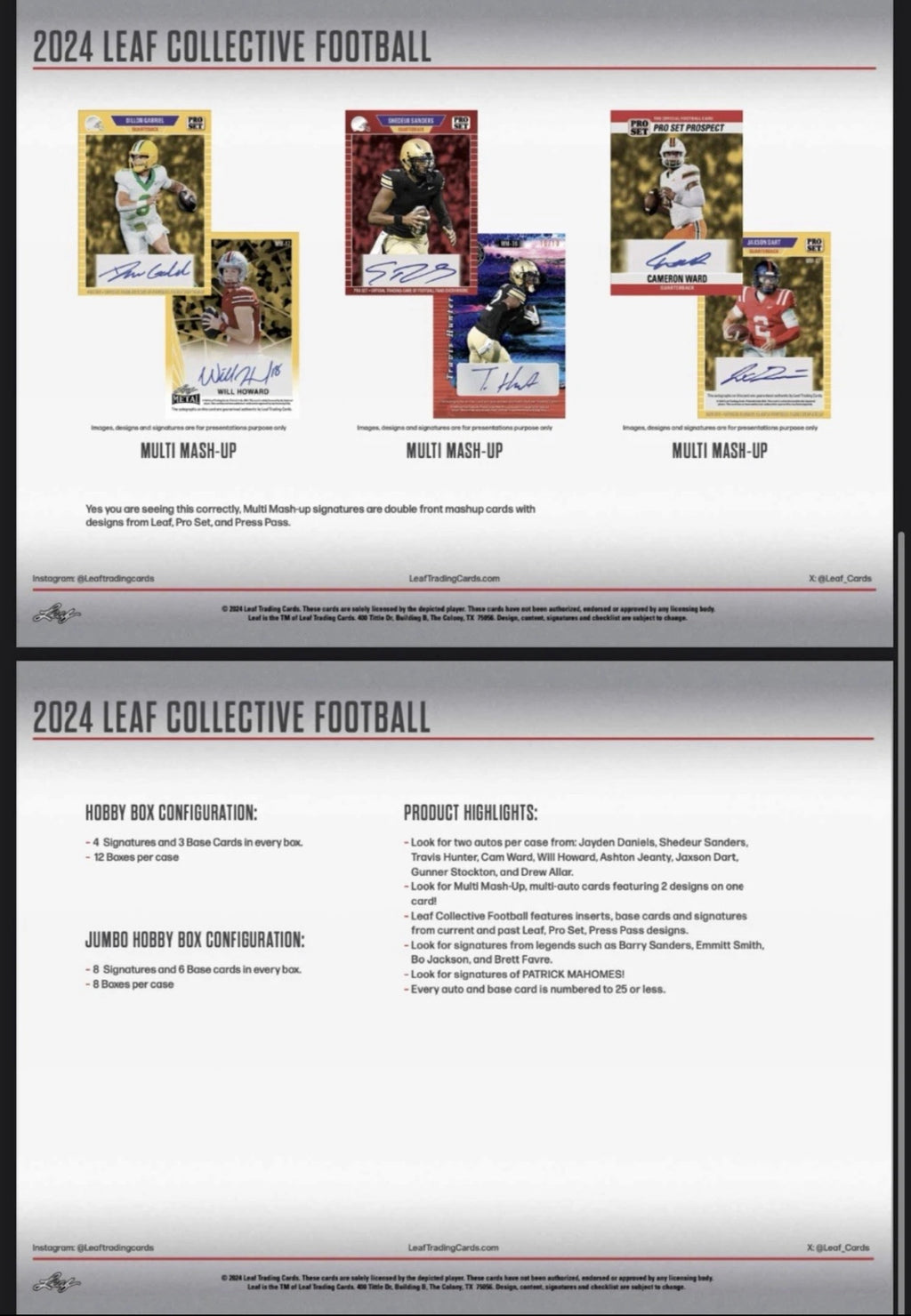 2024 Leaf Collective Football Hobby Box