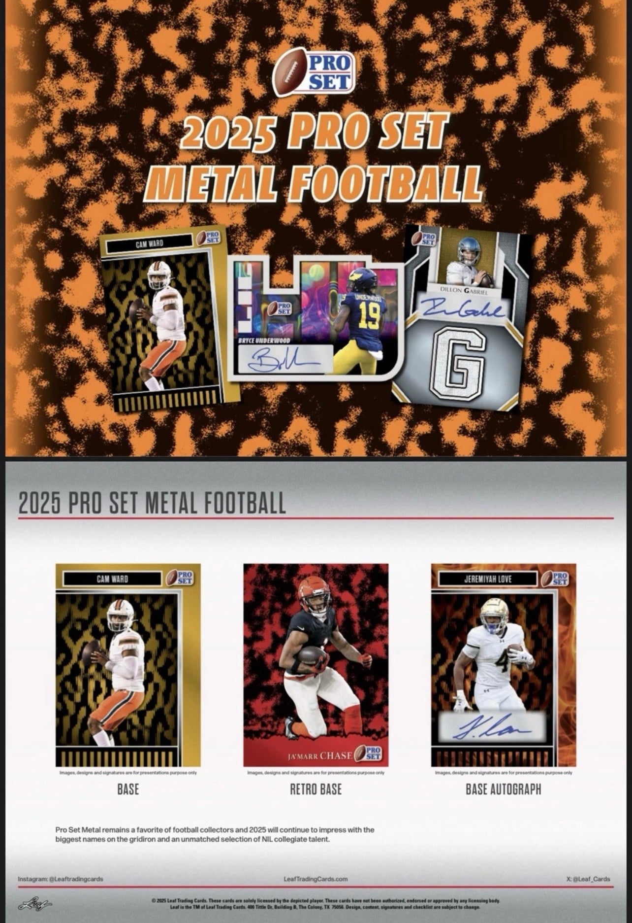 2025 Leaf Pro Set Metal Football Hobby Box
