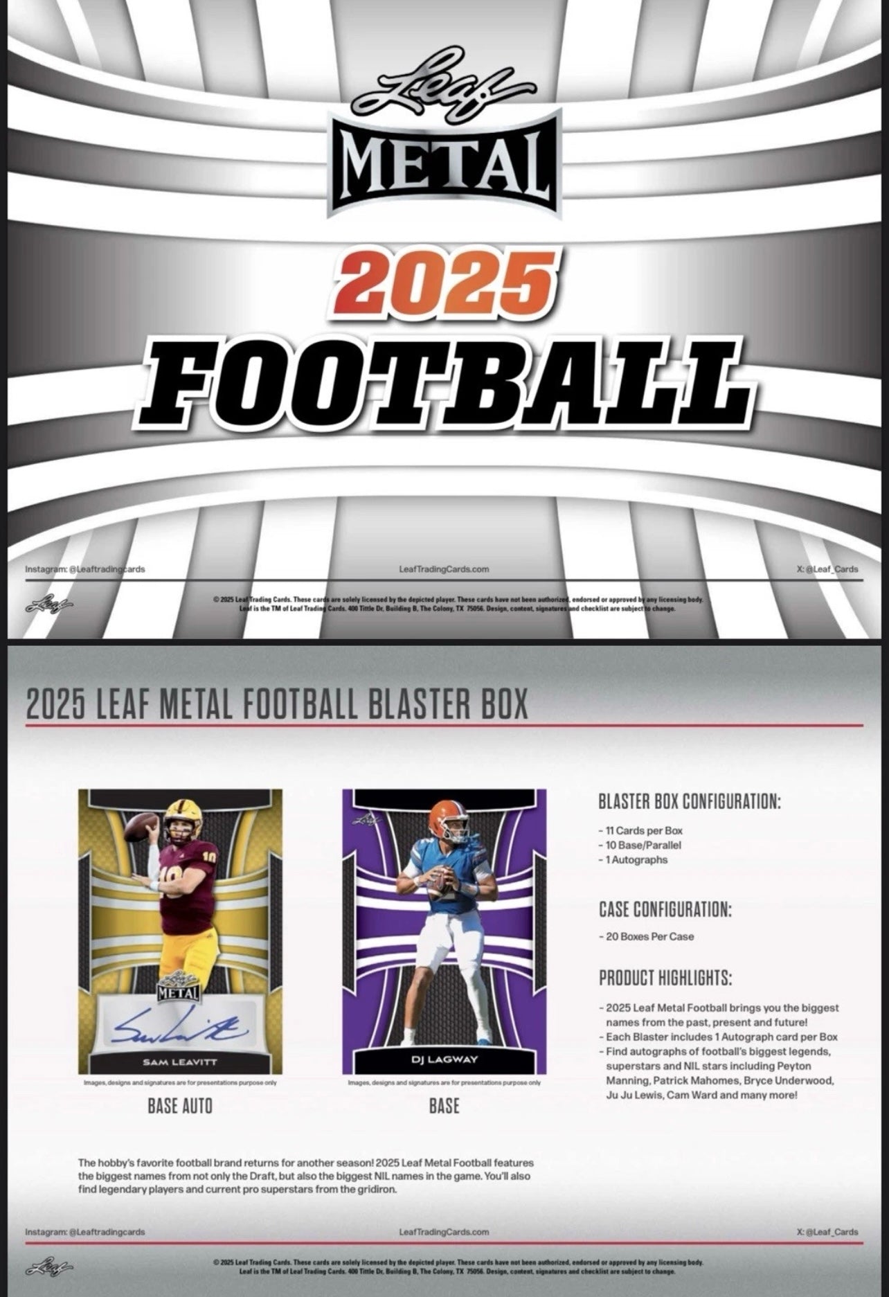 2025 Leaf Metal Football Hobby Box