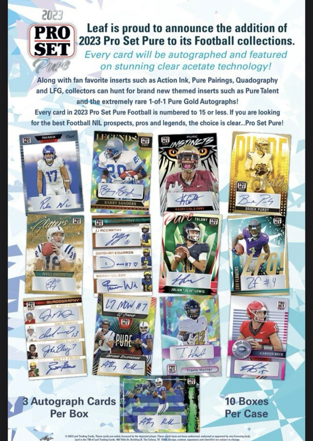 2023 Leaf Pro Set Pure Football Hobby Box