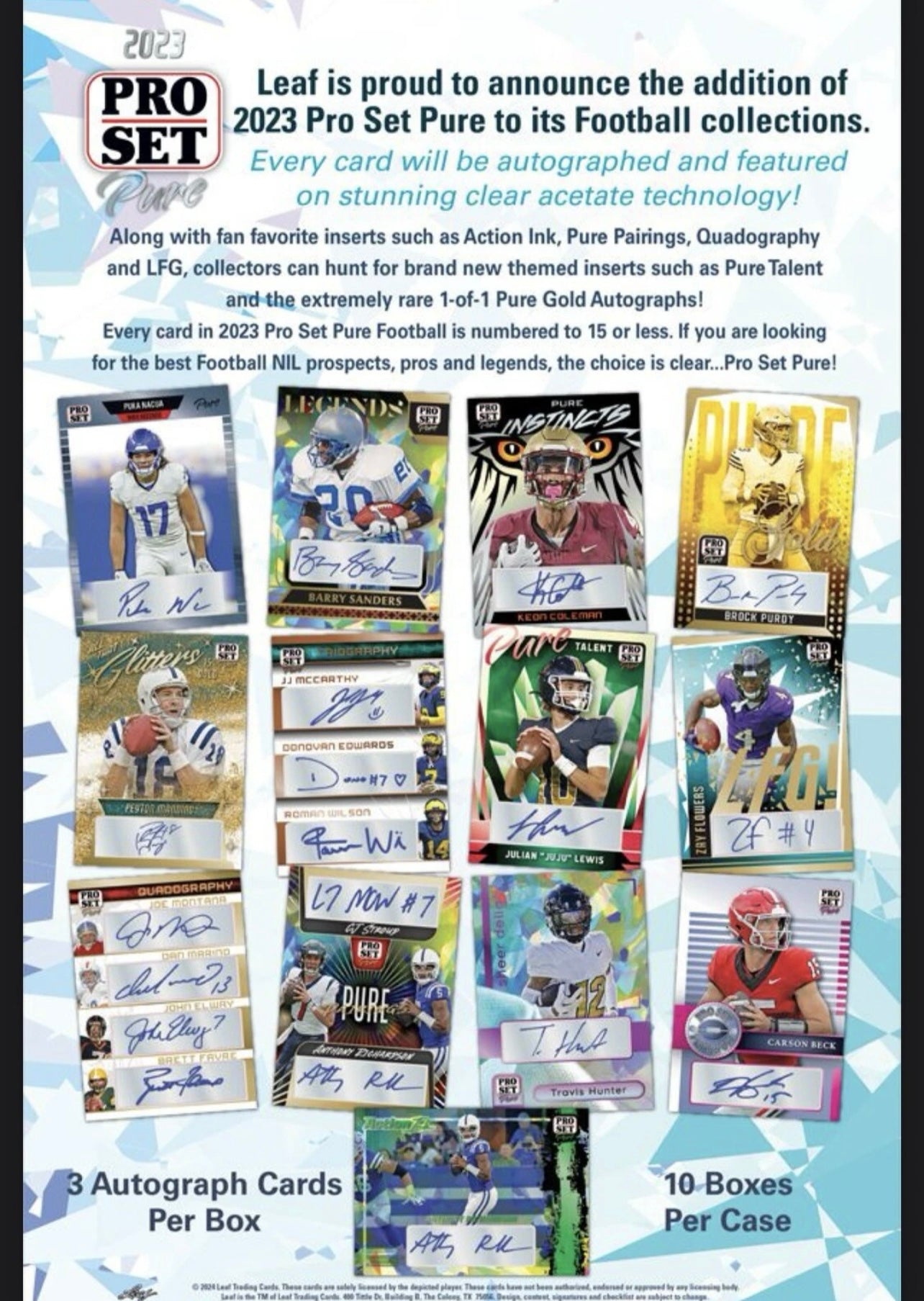 2023 Leaf Pro Set Pure Football Hobby Box