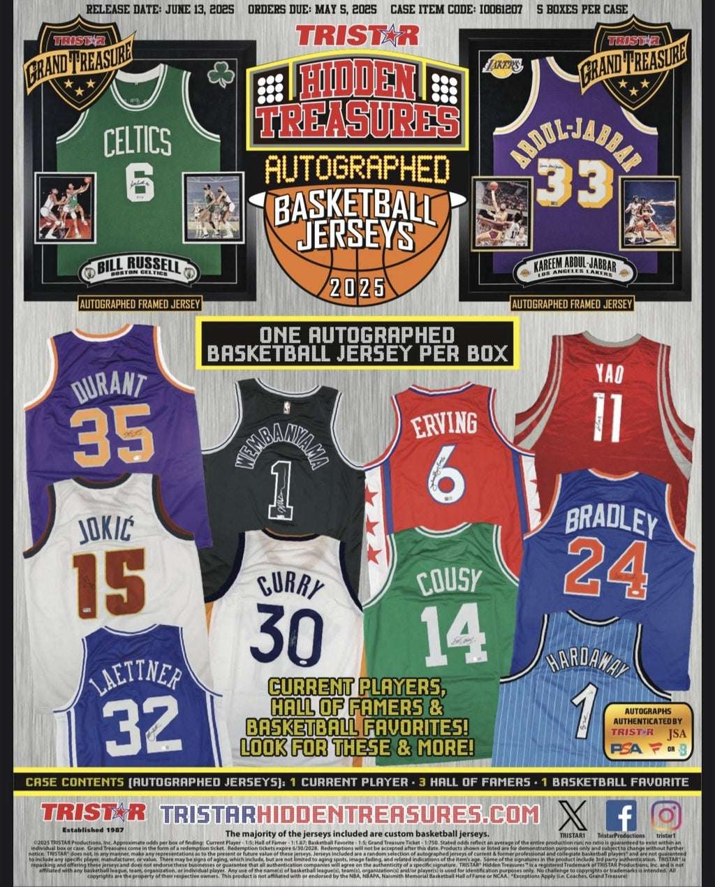 2025 TriStar Hidden Treasures Autographed Basketball Jersey Hobby Box