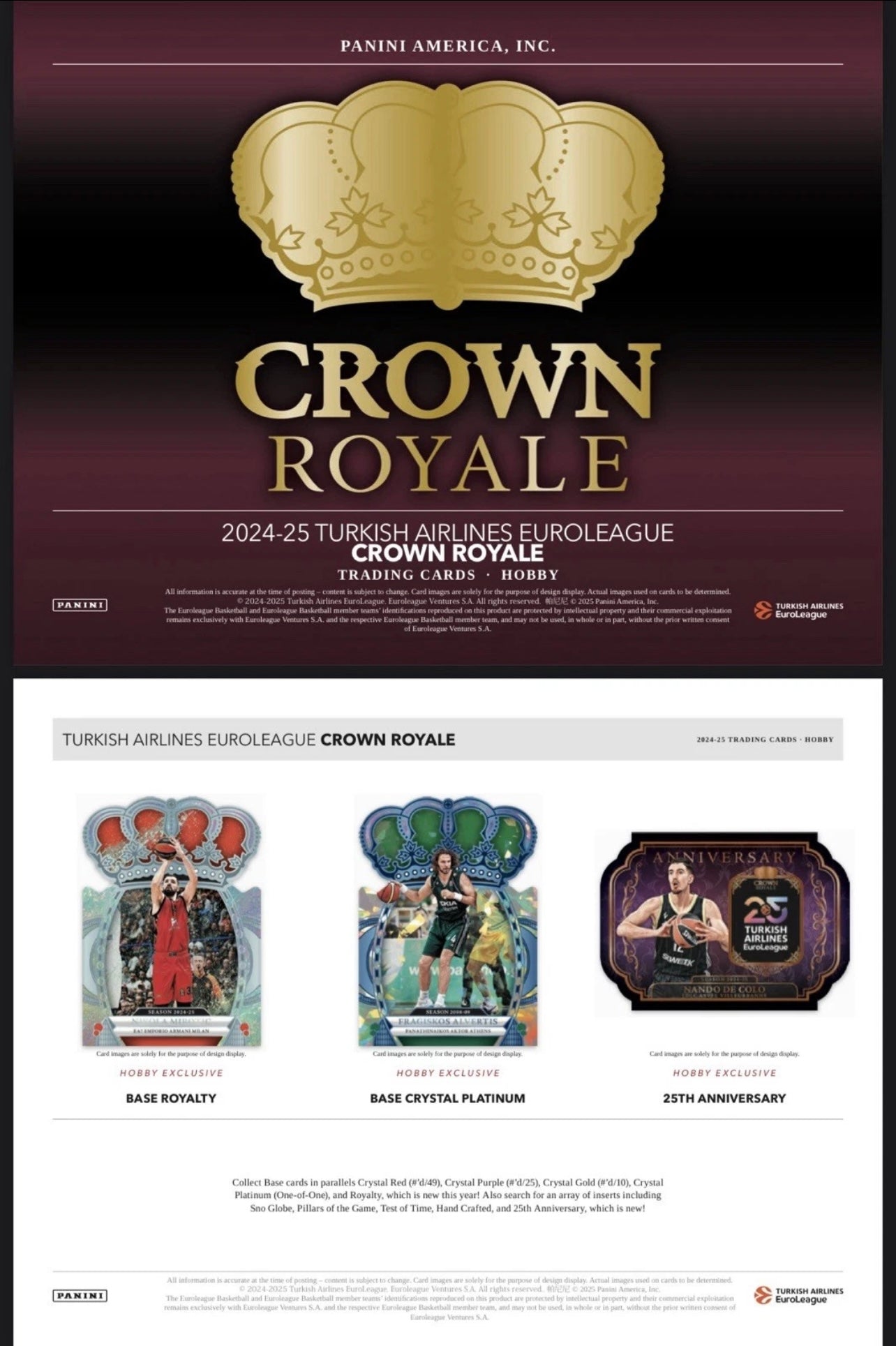 2024/25 Panini Turkish Airlines Euroleague Crown Royale Basketball Hobby Box