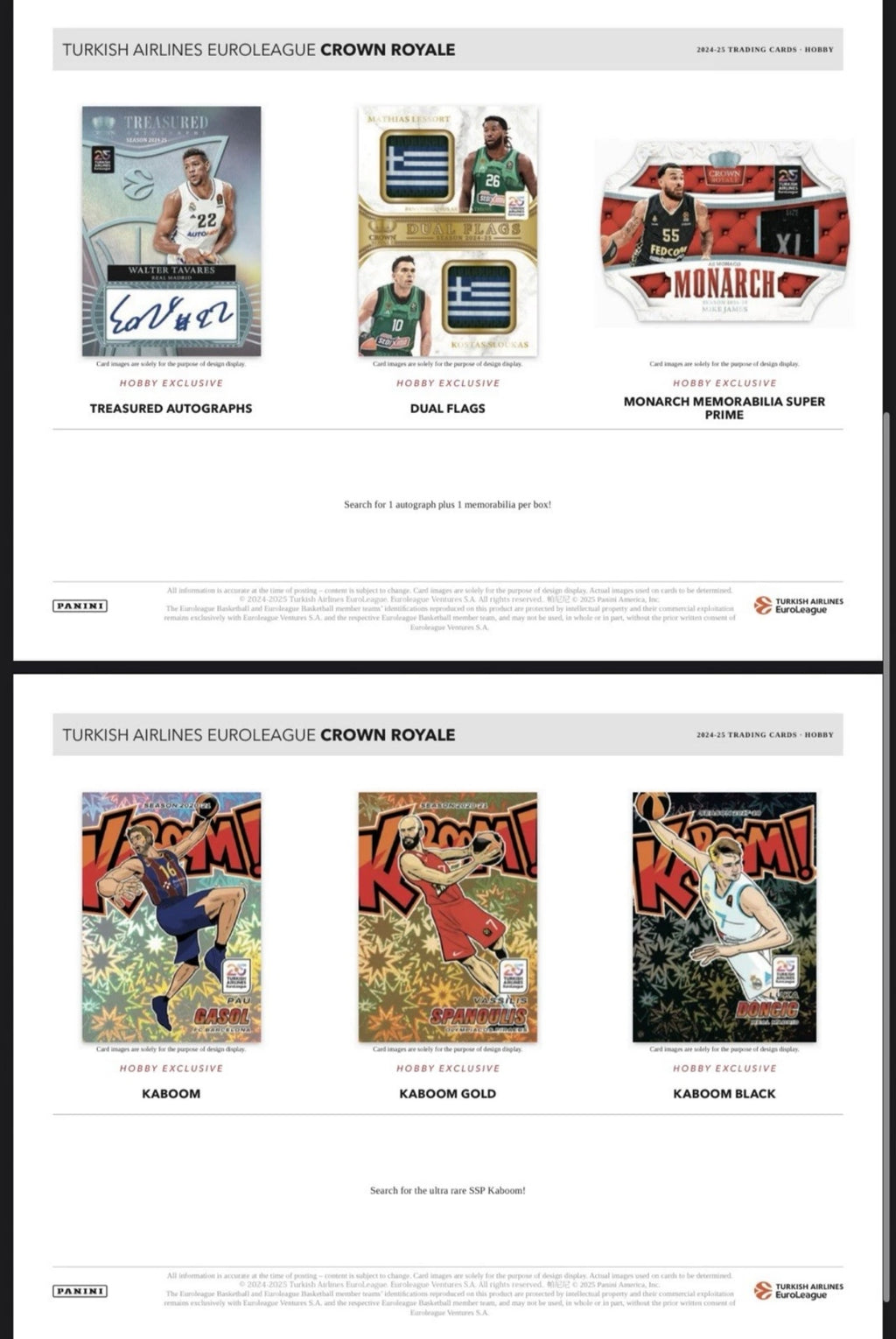 2024/25 Panini Turkish Airlines Euroleague Crown Royale Basketball Hobby Box