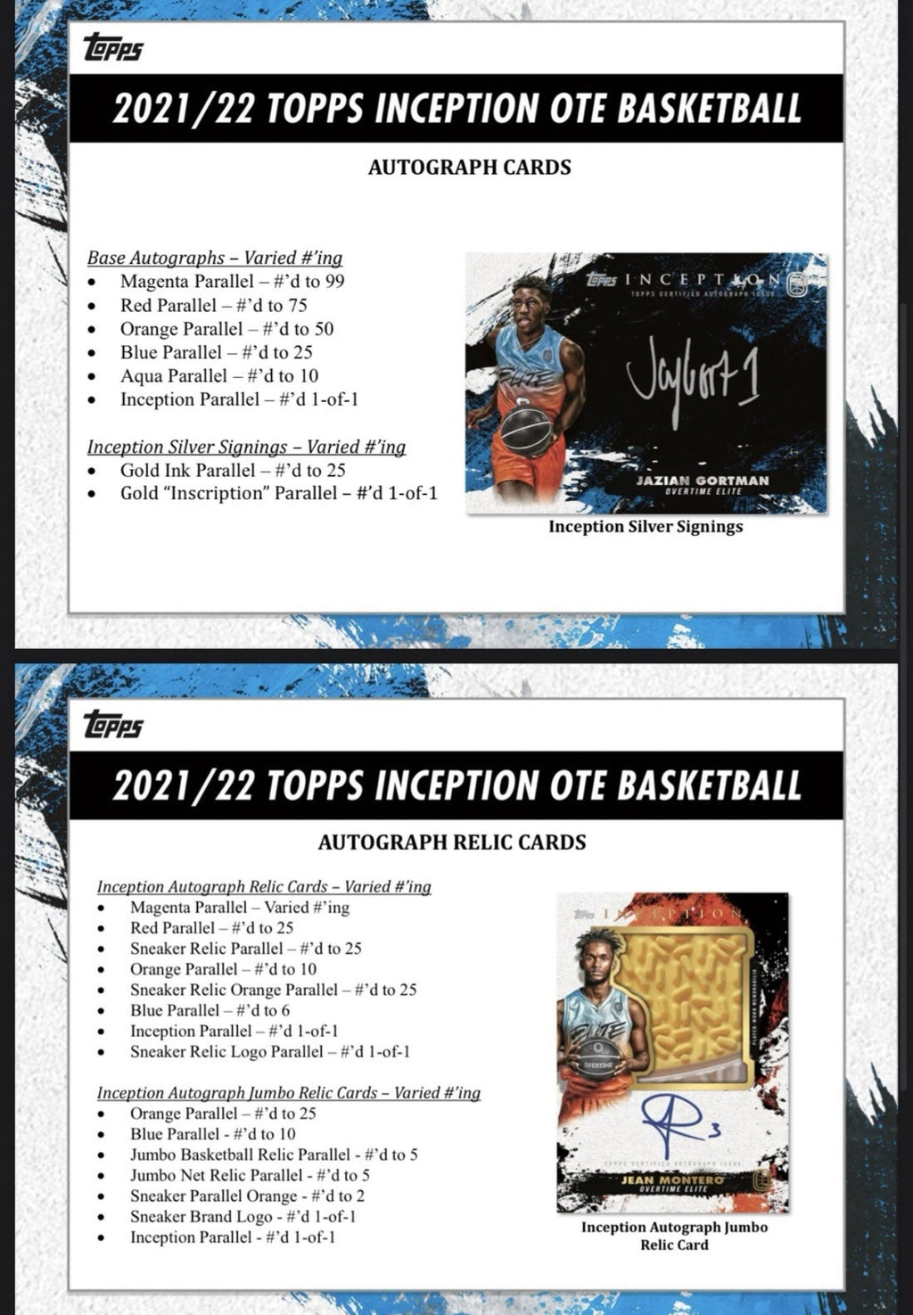 2021/22 Topps Inception Overtime Elite OTE Basketball Hobby Box