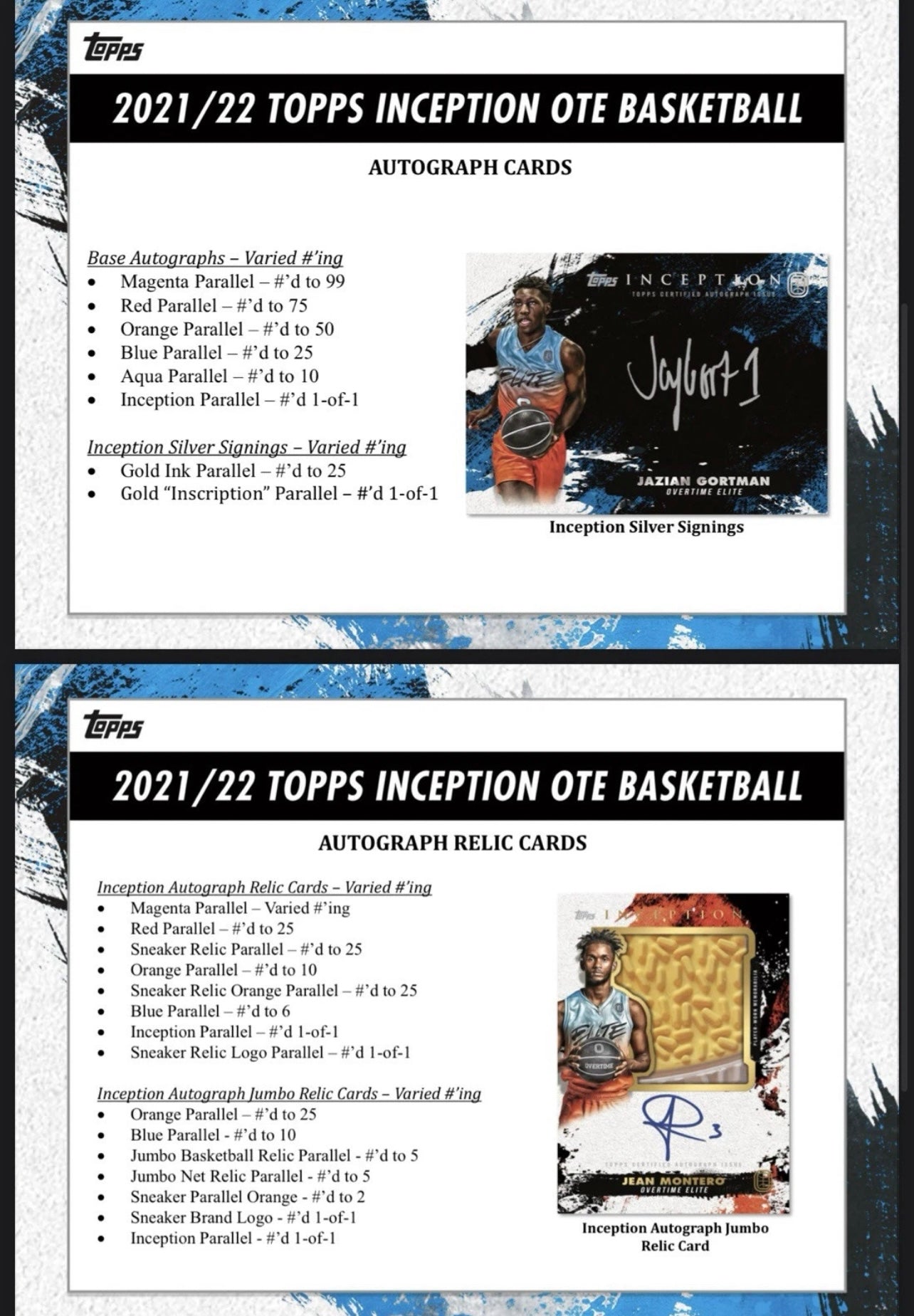 2021/22 Topps Inception Overtime Elite OTE Basketball Hobby Box