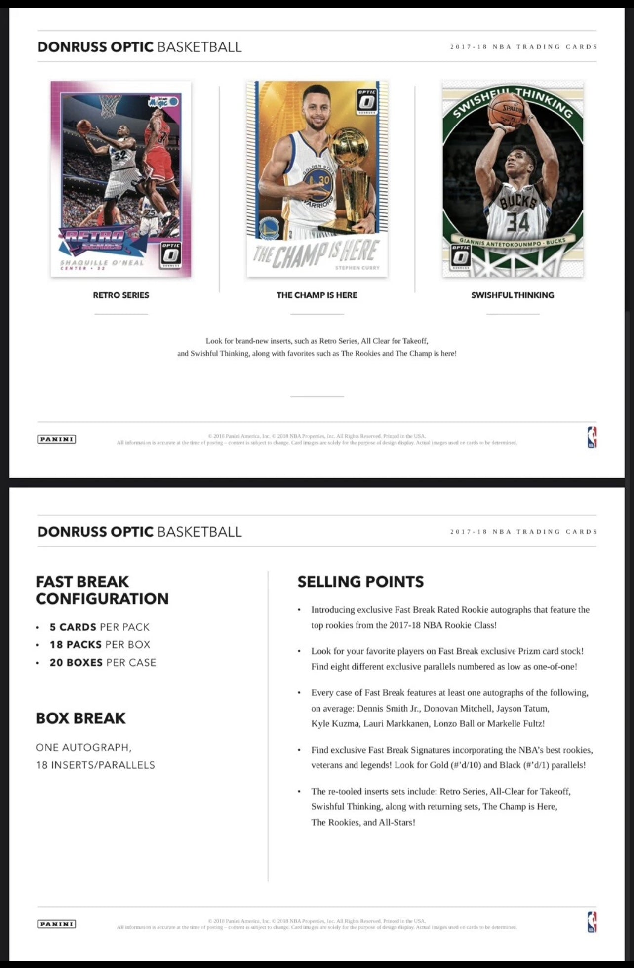 2017/18 Panini Donruss Optic Basketball Fast Break Box