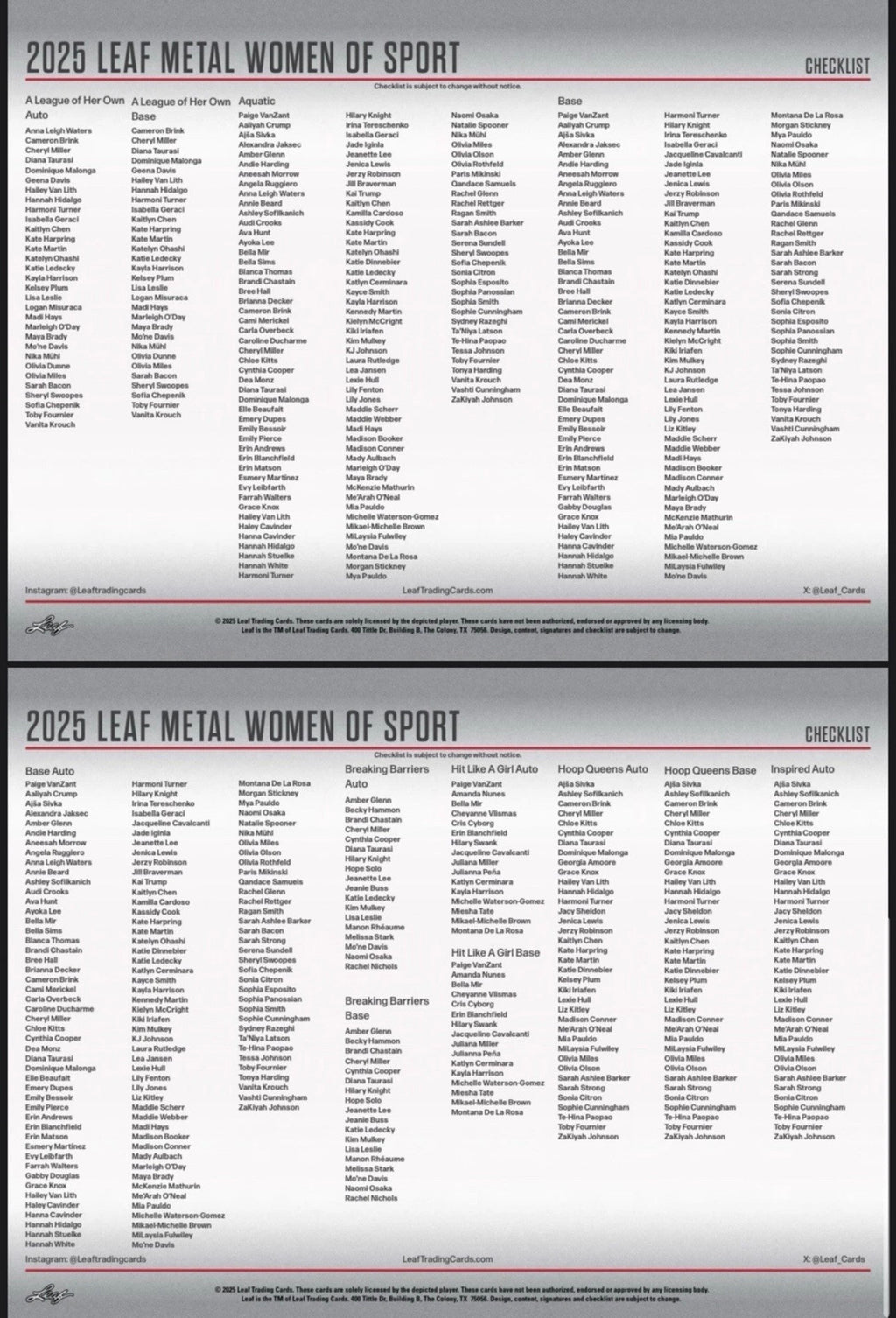 2025 Leaf Metal Women of Sport Box
