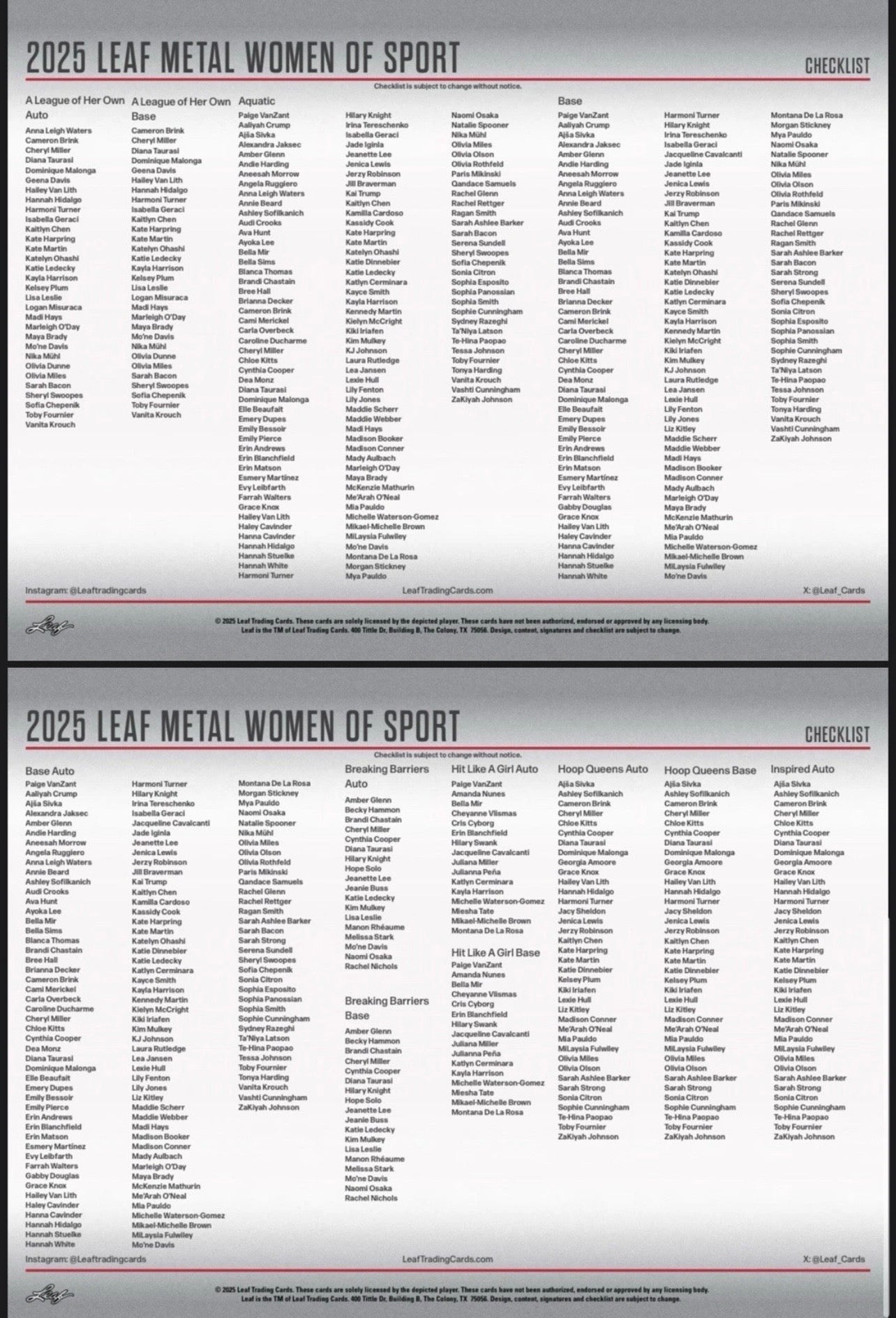 2025 Leaf Metal Women of Sport Box