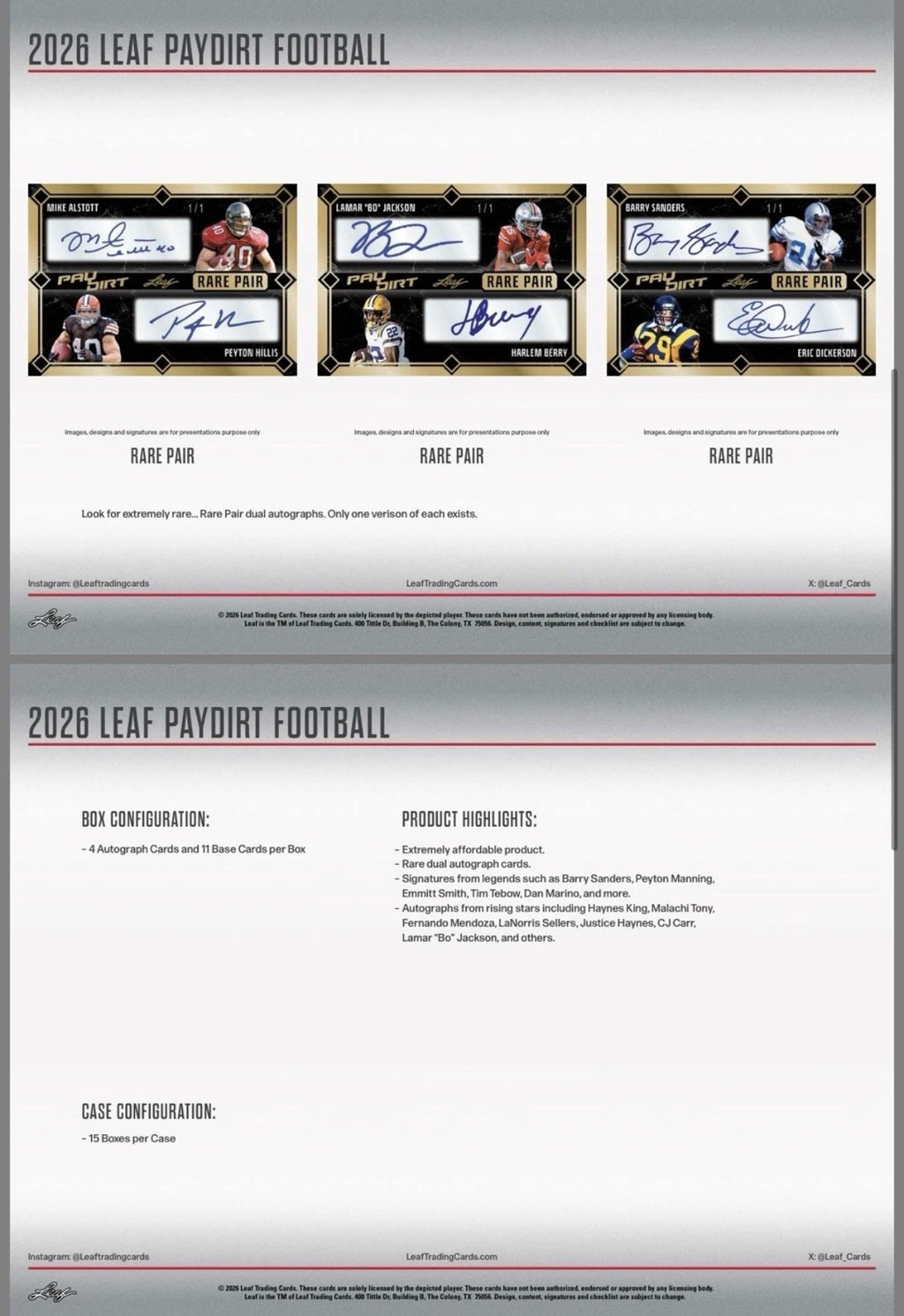 2026 Leaf Paydirt Football Jumbo Box