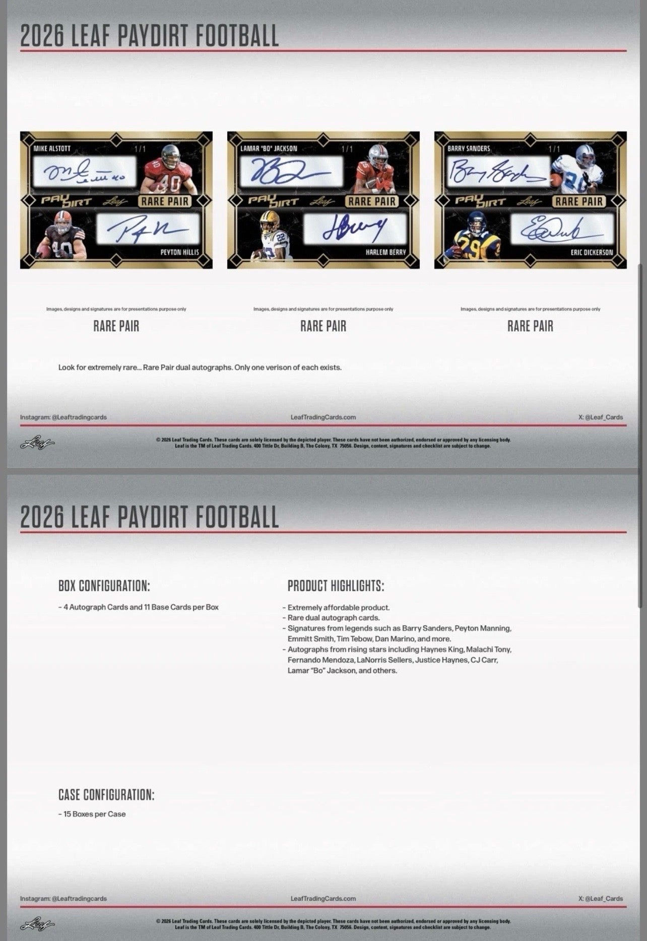 2026 Leaf Paydirt Football Jumbo Box
