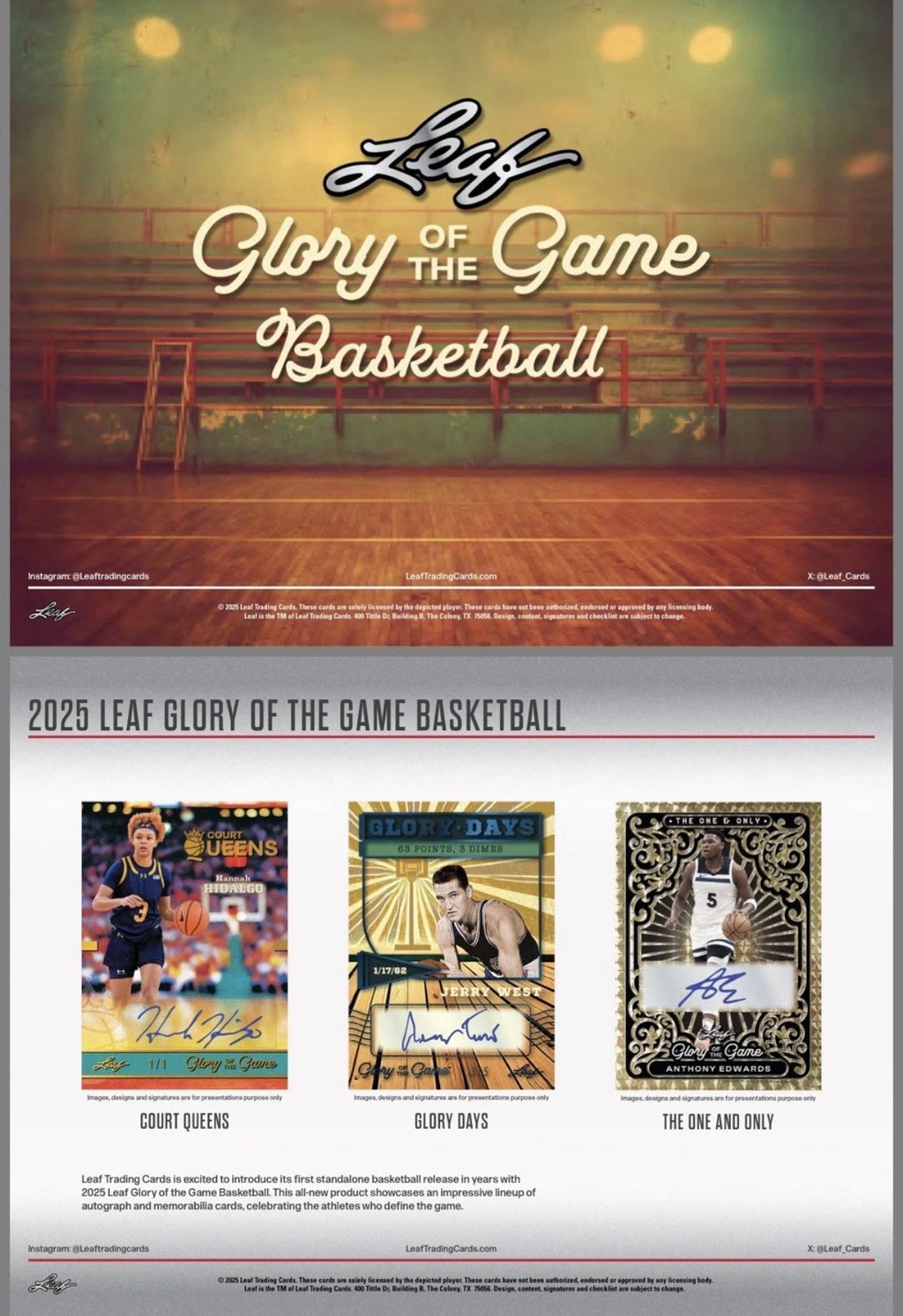 2025 Leaf Glory of the Game Basketball Hobby Box