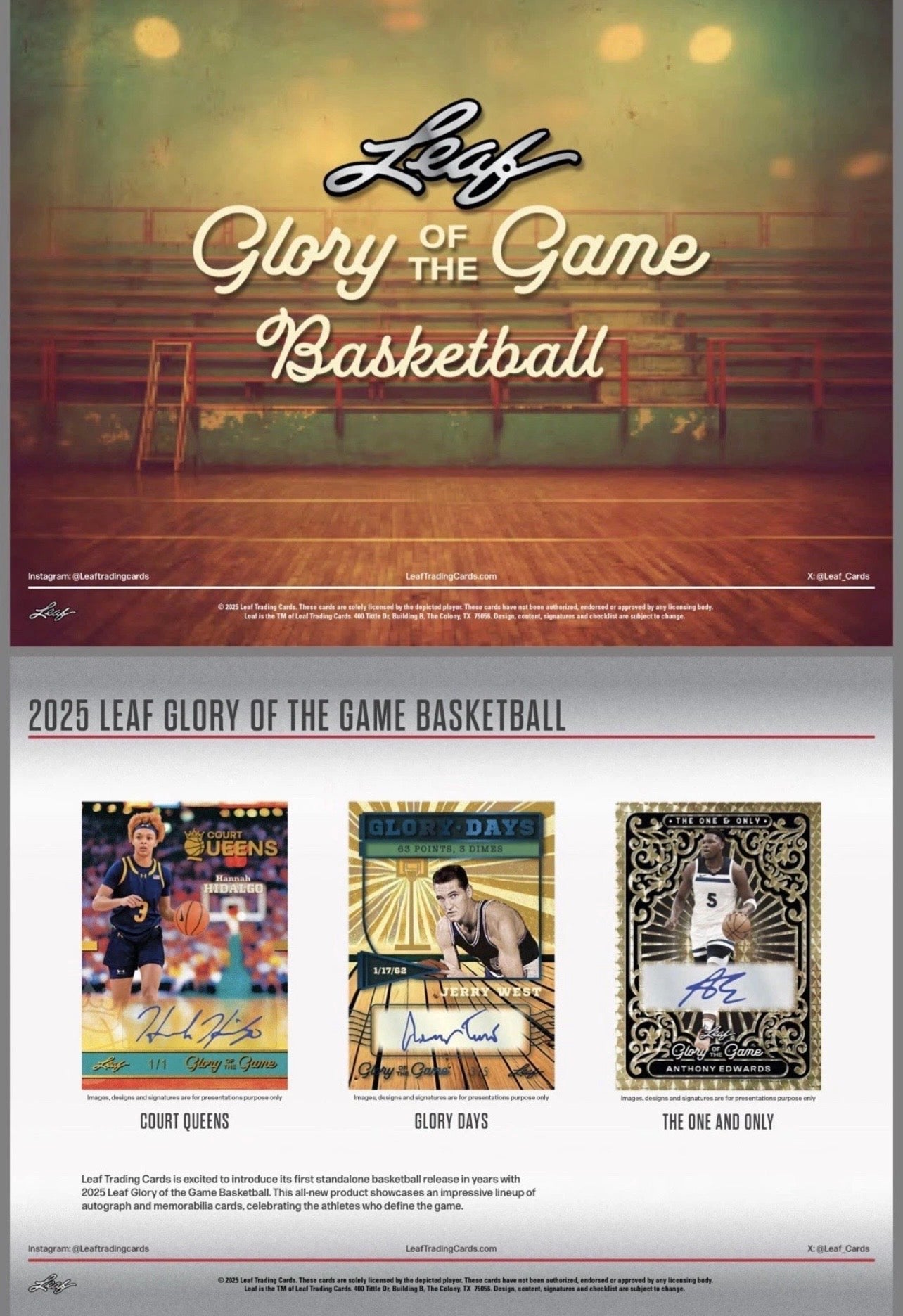 2025 Leaf Glory of the Game Basketball Hobby Box