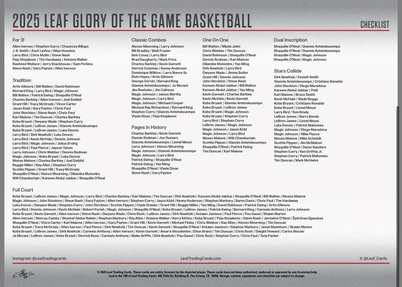 2025 Leaf Glory of the Game Basketball Hobby Box