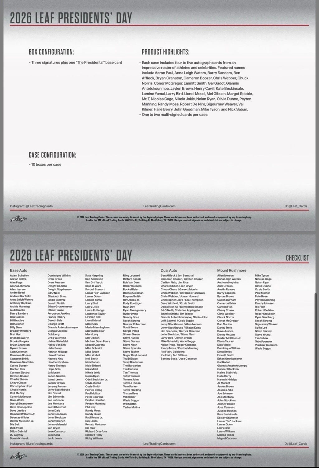2026 Leaf Presidents' Day Box
