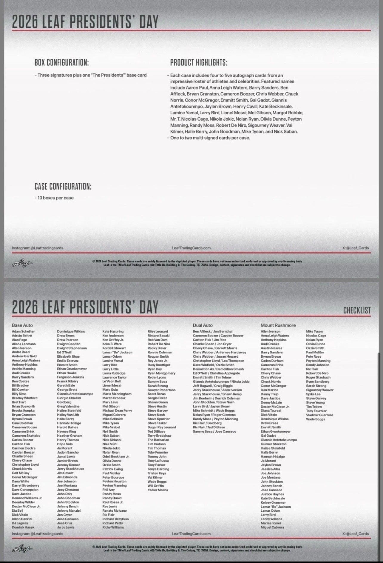 2026 Leaf Presidents' Day Box