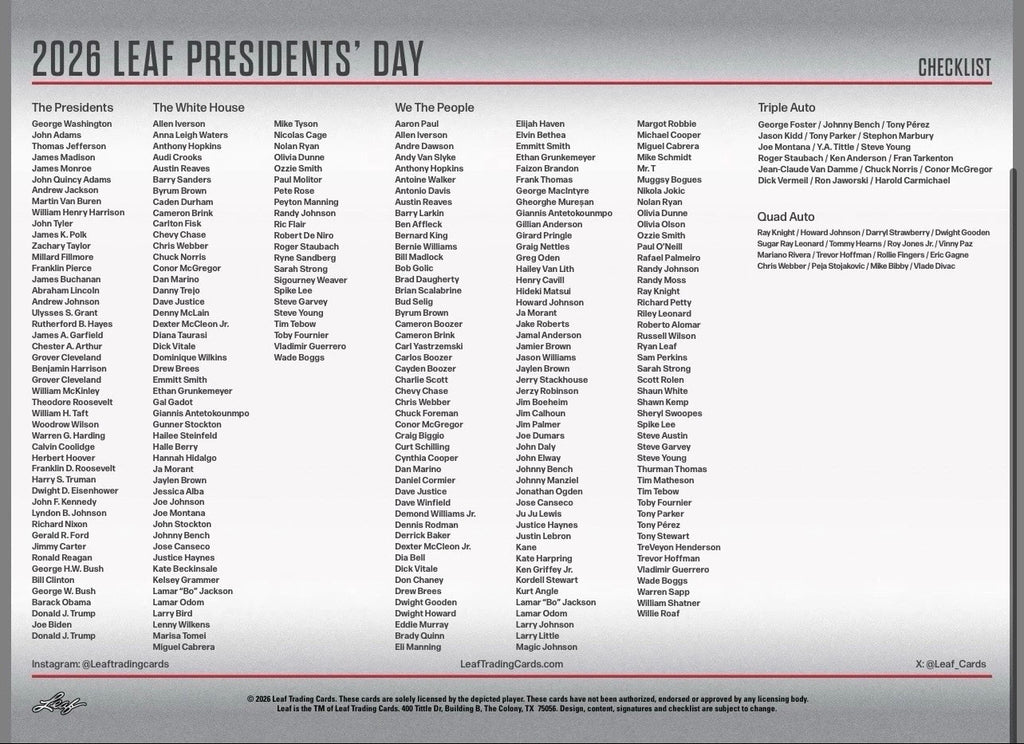 2026 Leaf Presidents' Day Box