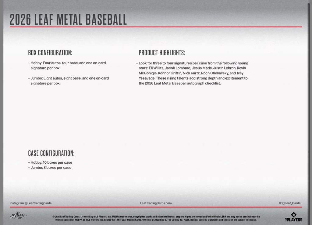 2026 Leaf Metal Baseball Hobby Box