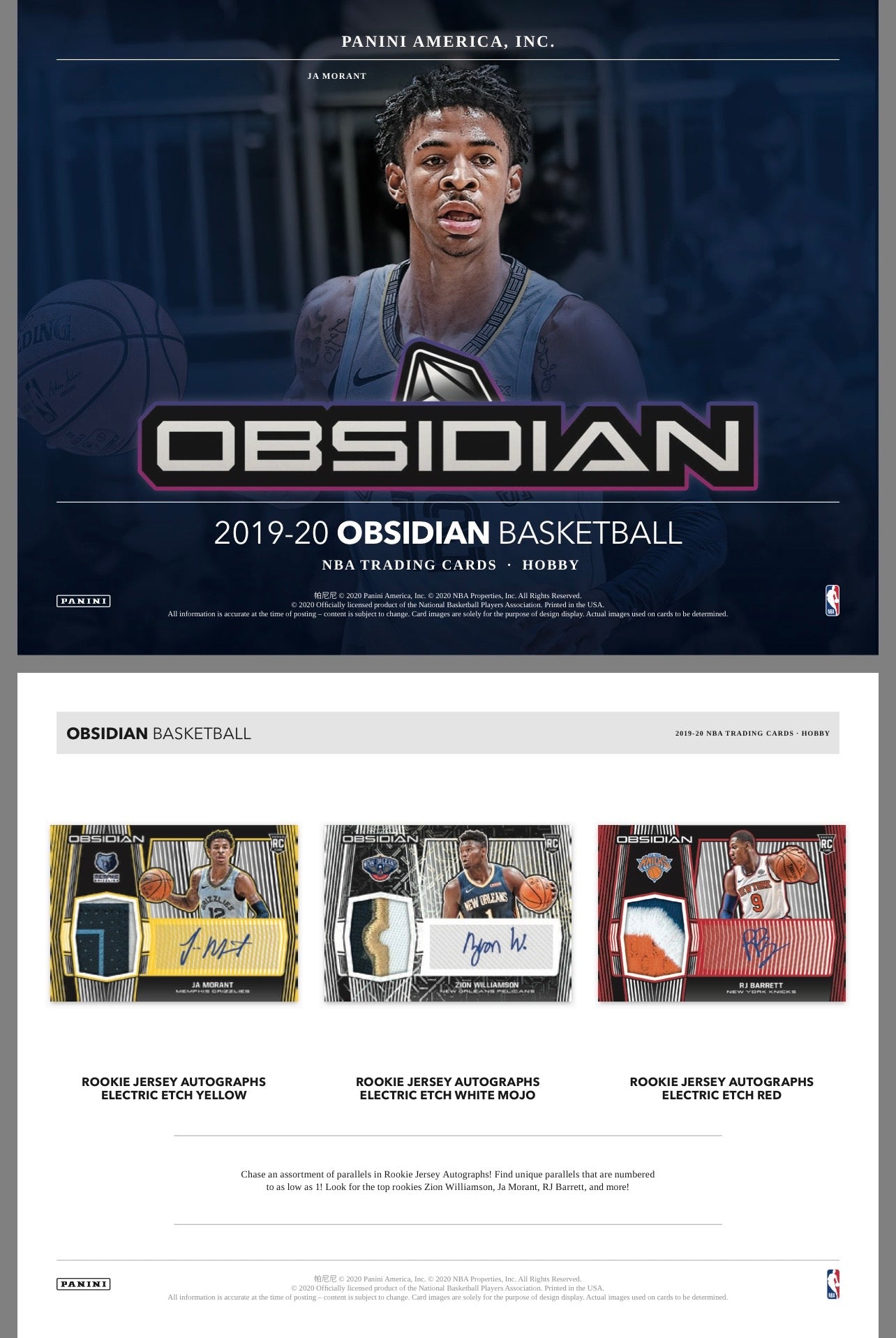 2019/20 Panini Obsidian Basketball Hobby Box